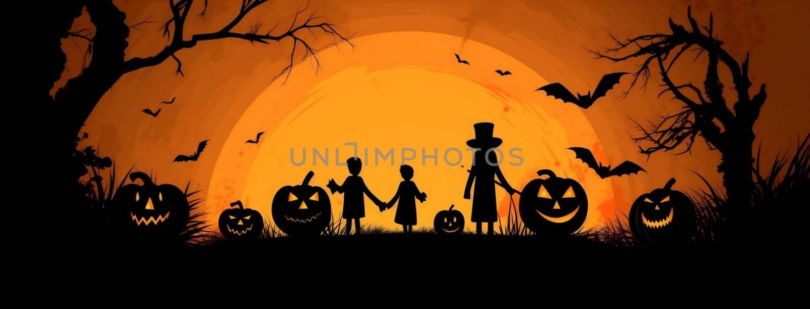 ghost october holiday orange night pumpkin horror halloween dark black. Generative AI. by Vichizh