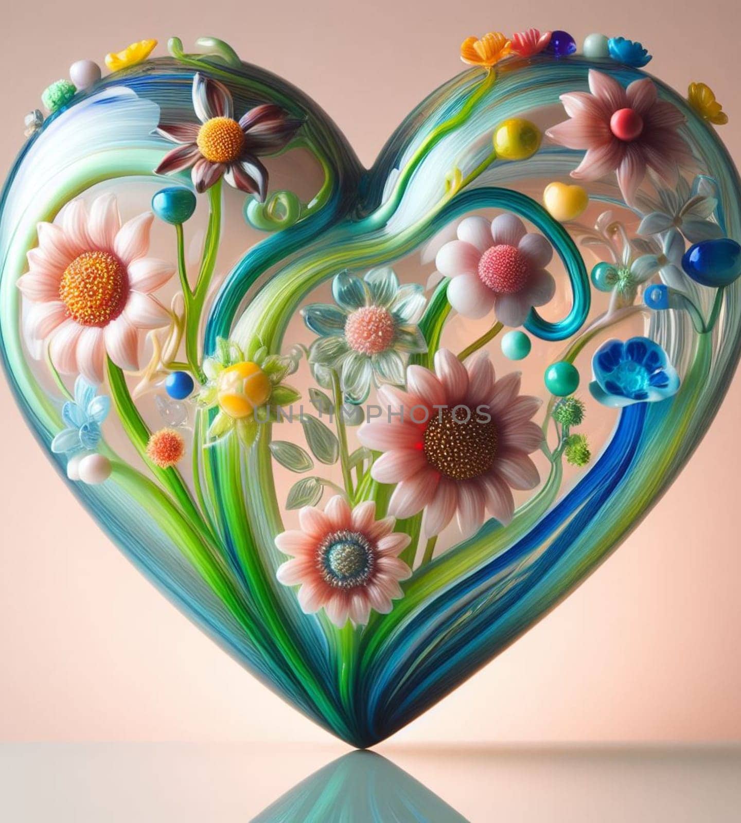 a heart made of blown glass art illustration by verbano