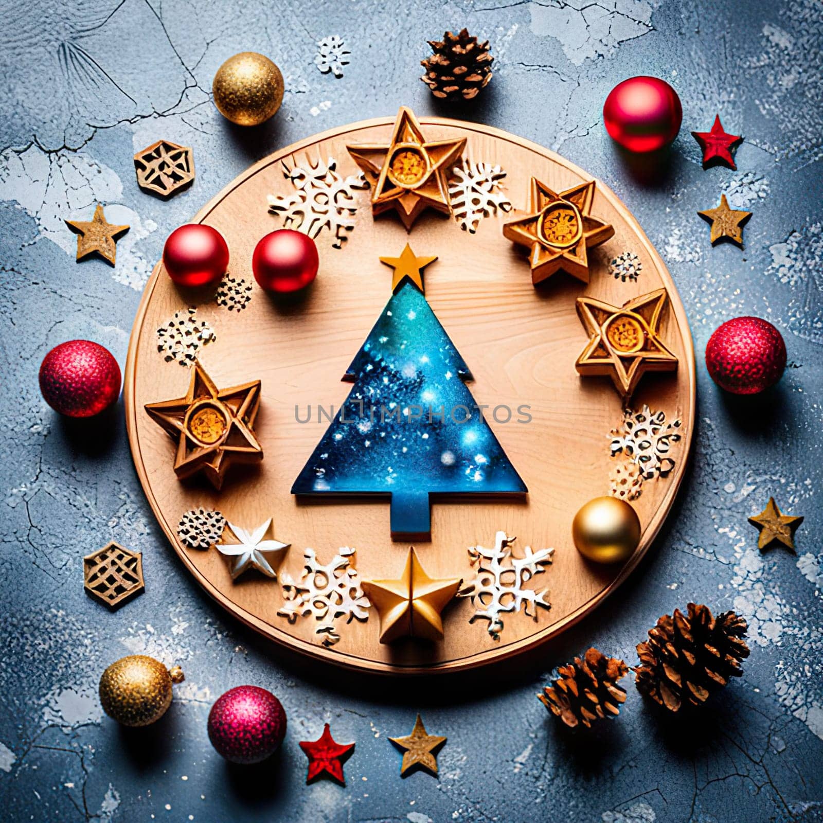 christmas decoration on wooden background. by EkaterinaPereslavtseva