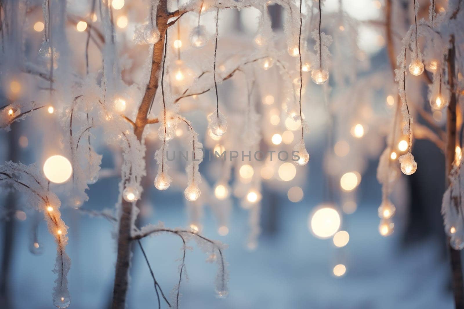 A captivating artistic portrayal of the enchanting winter season, where landscapes are magically transformed into a wonderland adorned with shimmering snow and sparkling icicles.