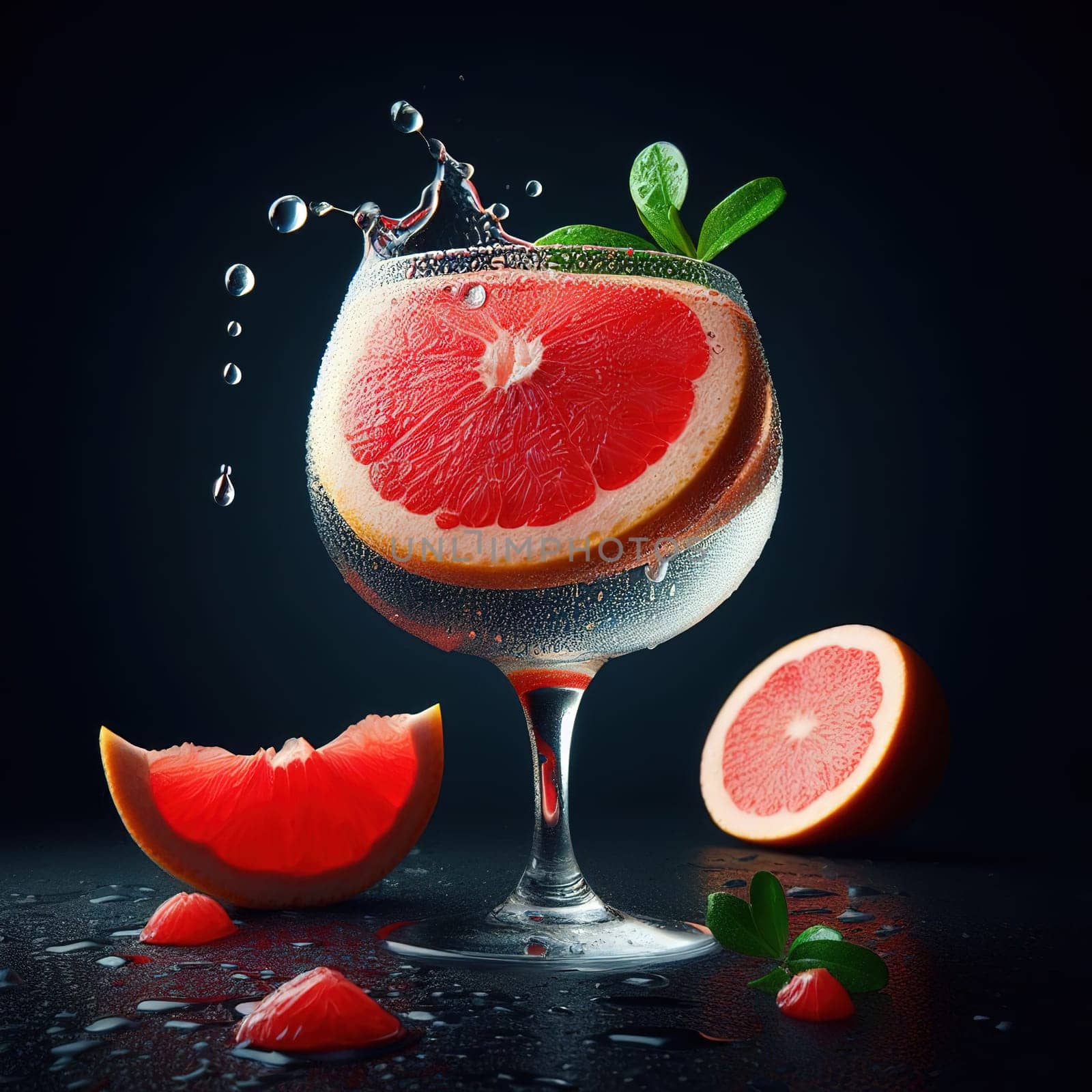 Beautiful picture with water drops, fruits. High quality photo