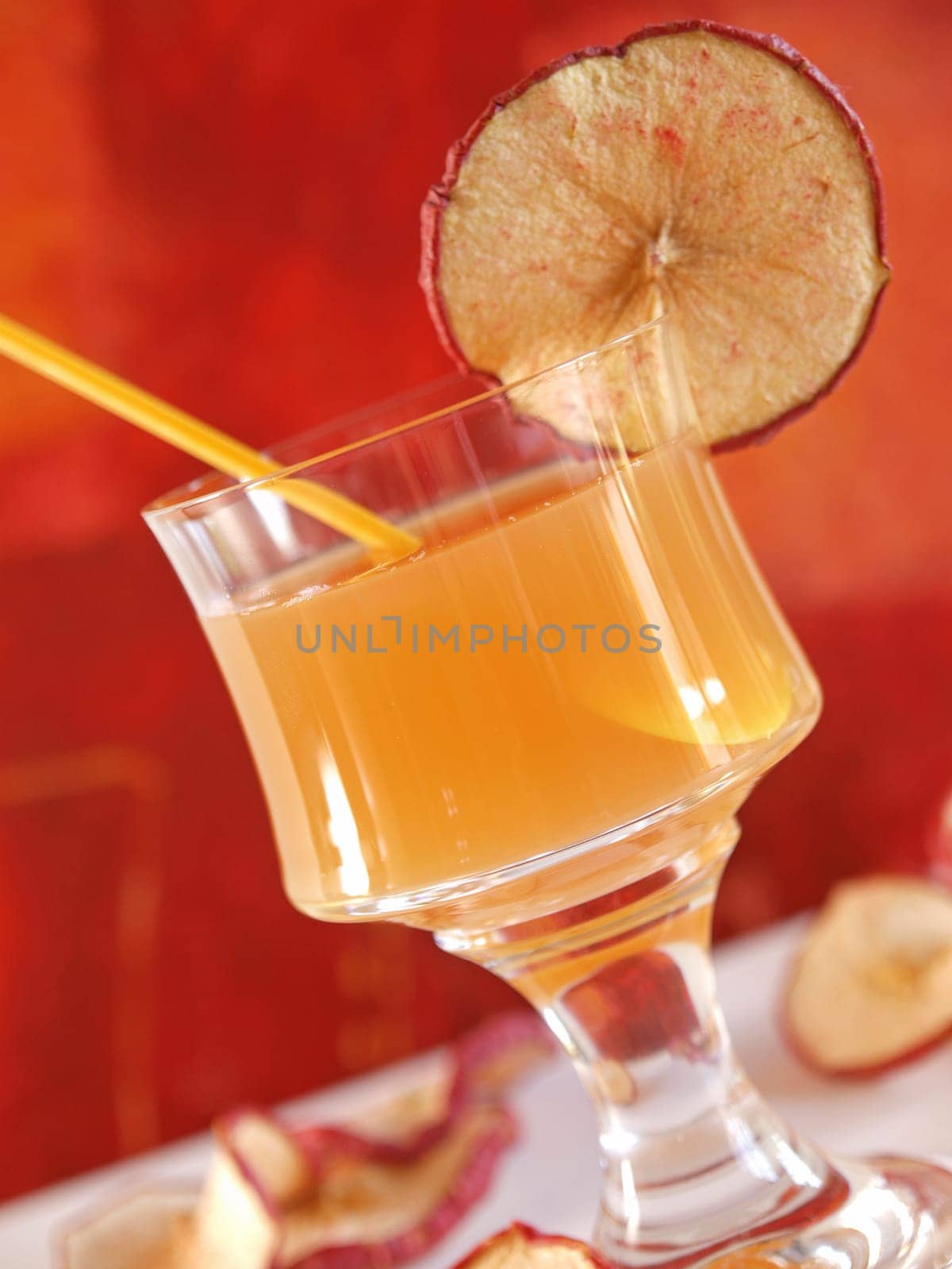 Tropical drink in a bar with colorful decoration