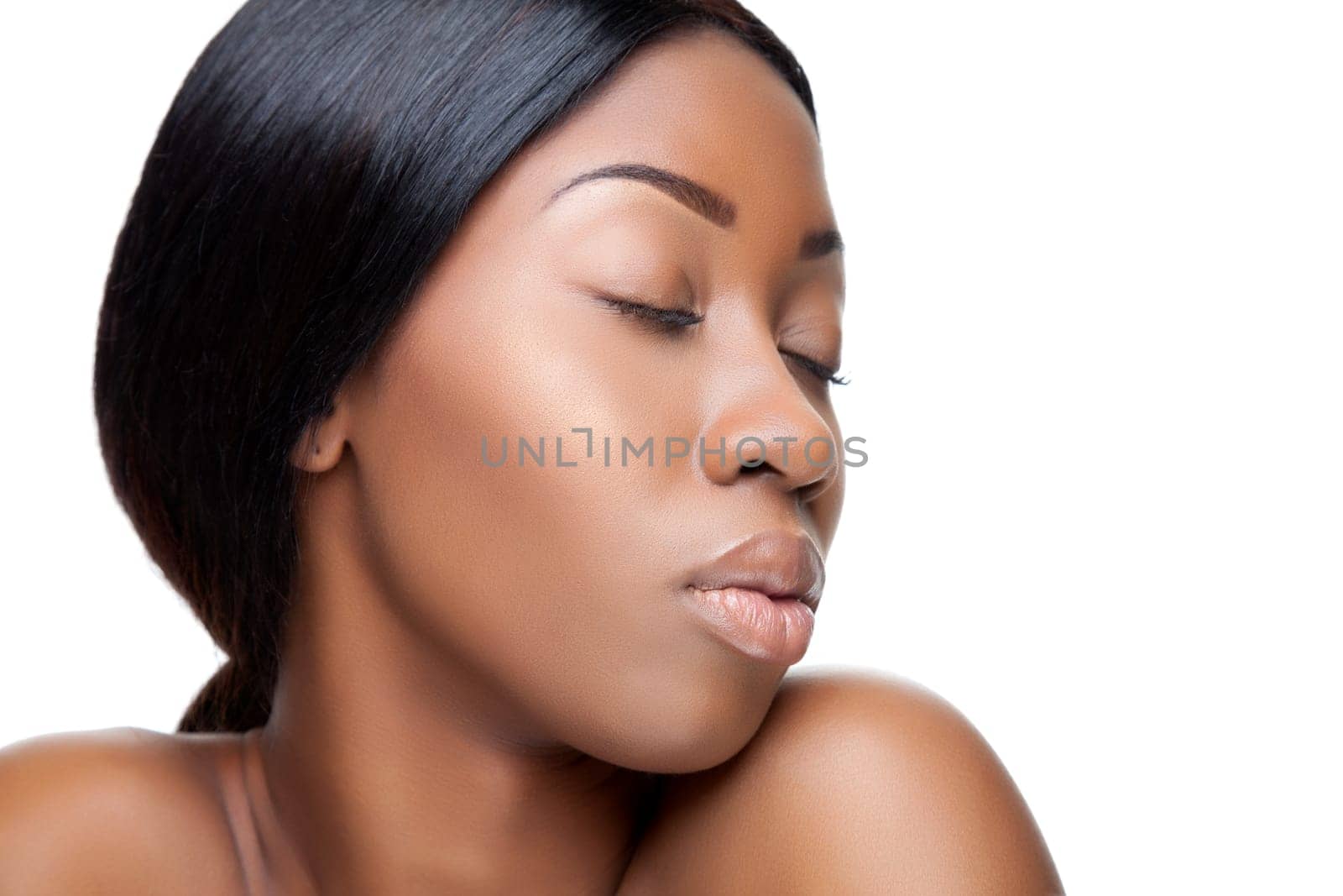 Perfect black beauty closeup on white