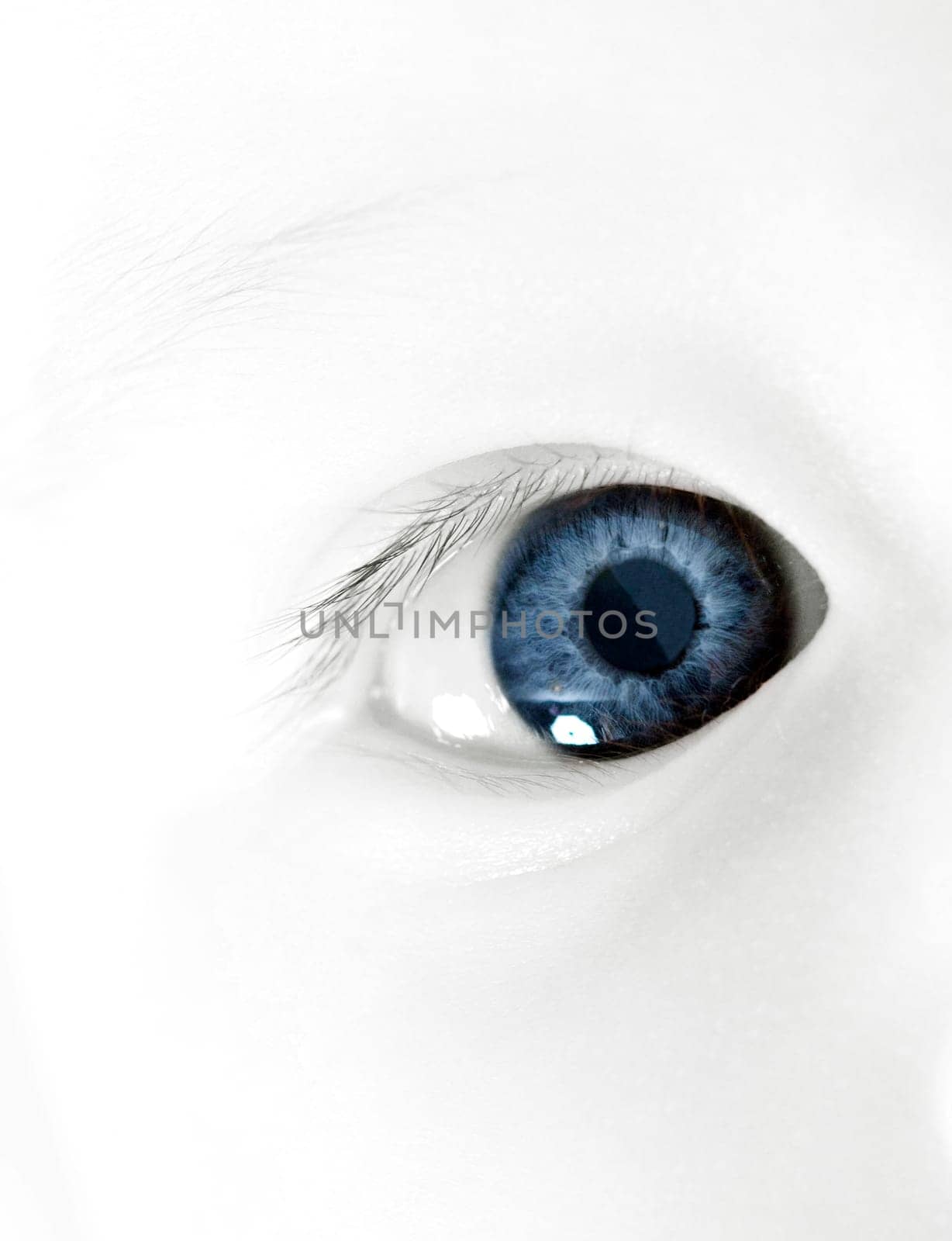 Close up on Beautiful blue eye of a baby girl