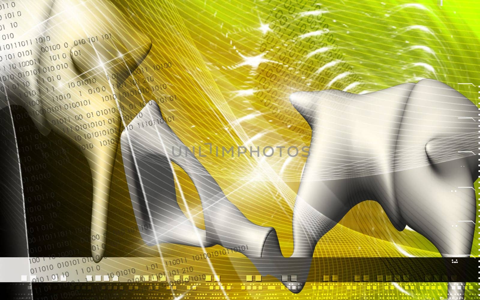 Digital illustration of ear in colour background