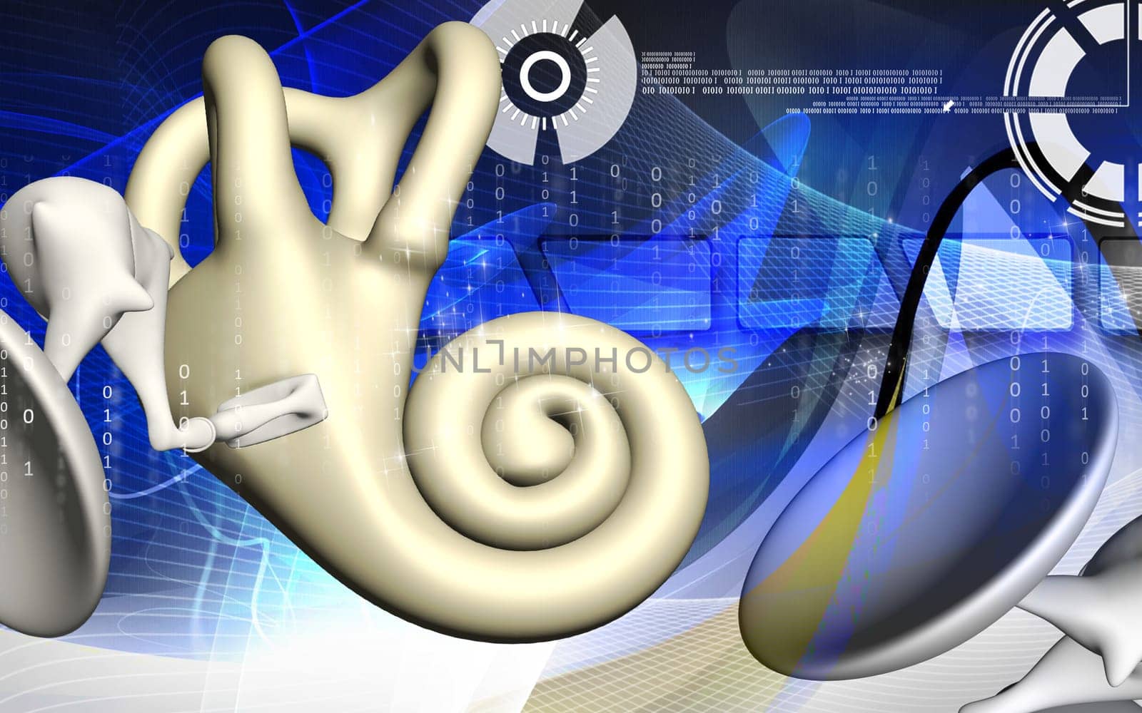 Digital illustration of ear in colour background