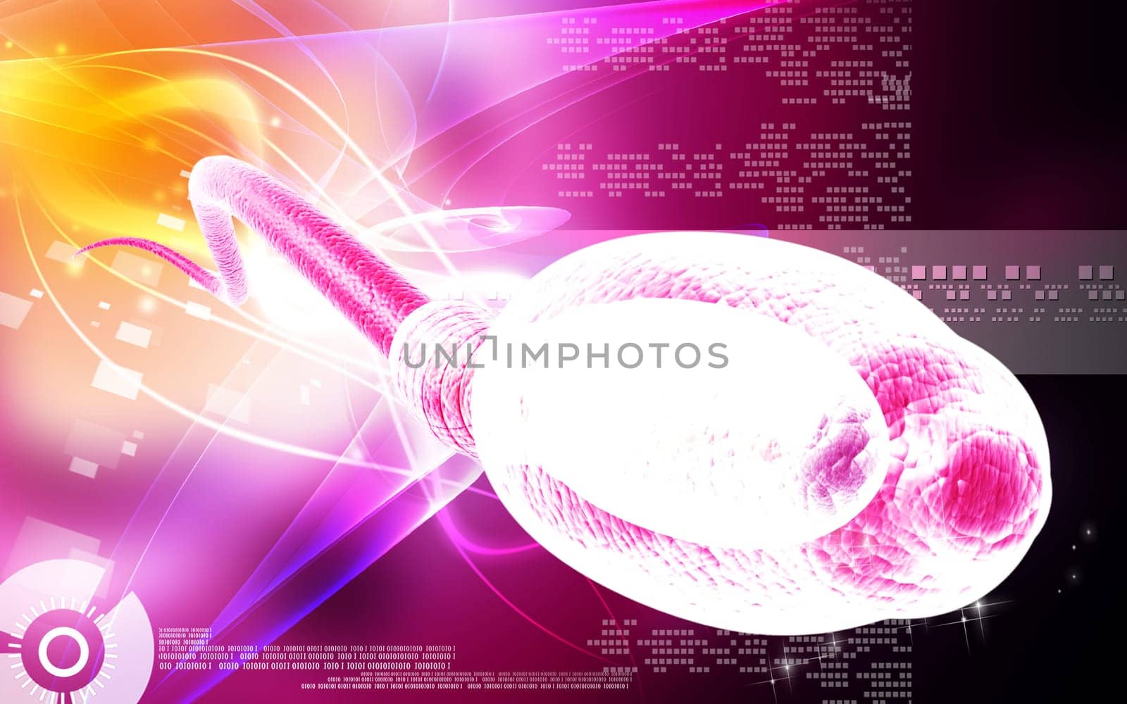 Digital illustration of sperm in colour background