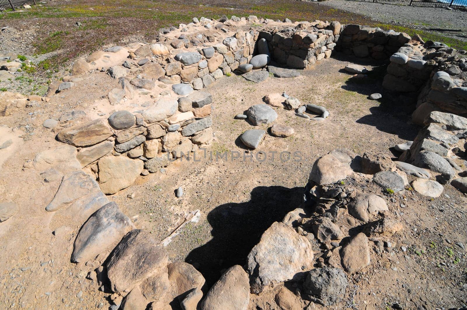 Archeology Site with Round Stones in Canary Islands