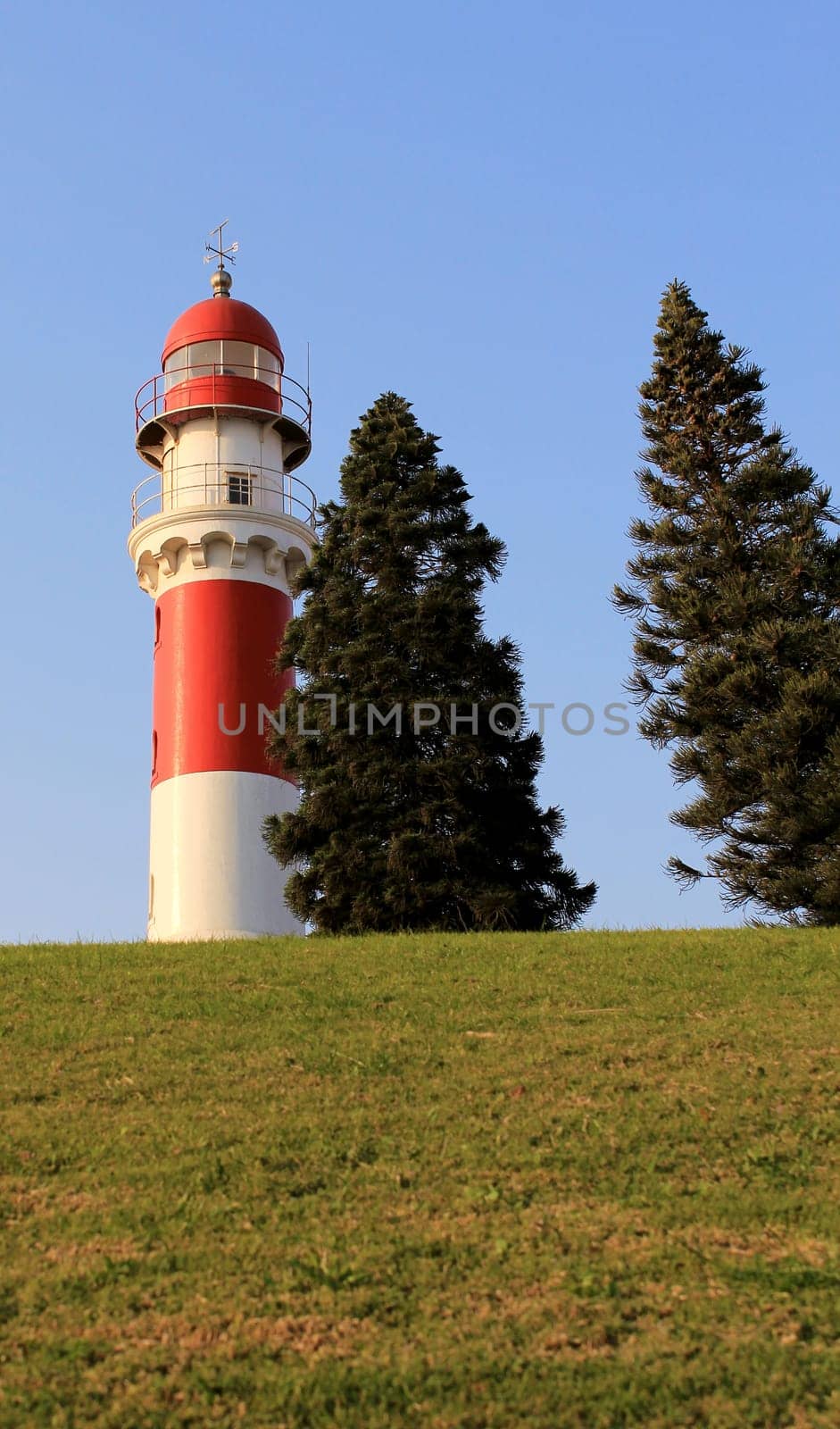Famous Lighthouse in Swakopmund, a germam style colonial city on the Atlantic coast of northwestern Namibia