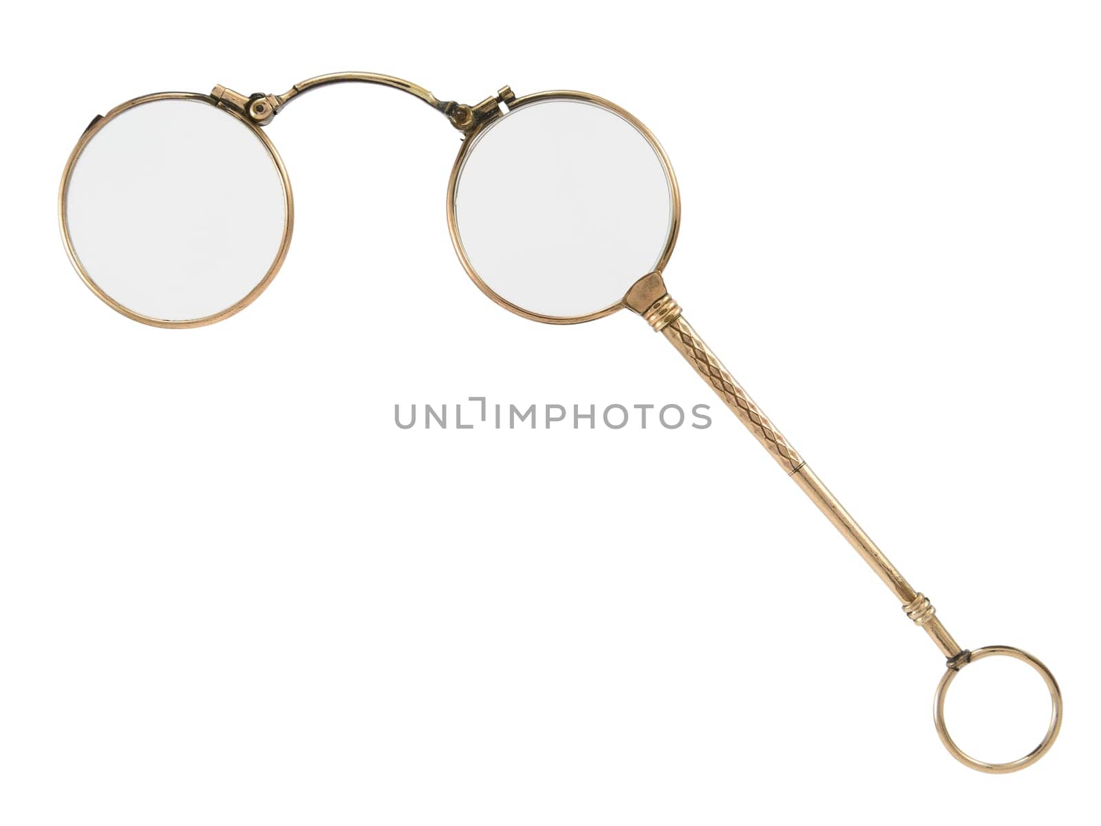Foldable old glasses isolated on white background.