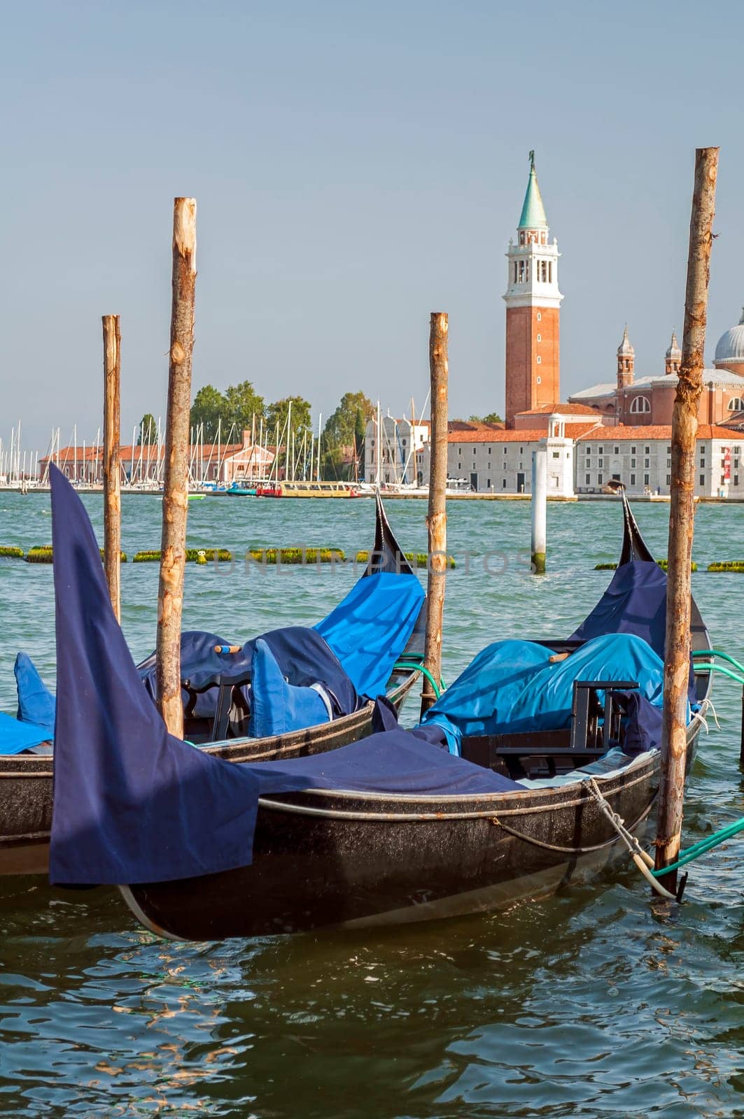 Gondola in Venice, Italy, with St George Island in the background.