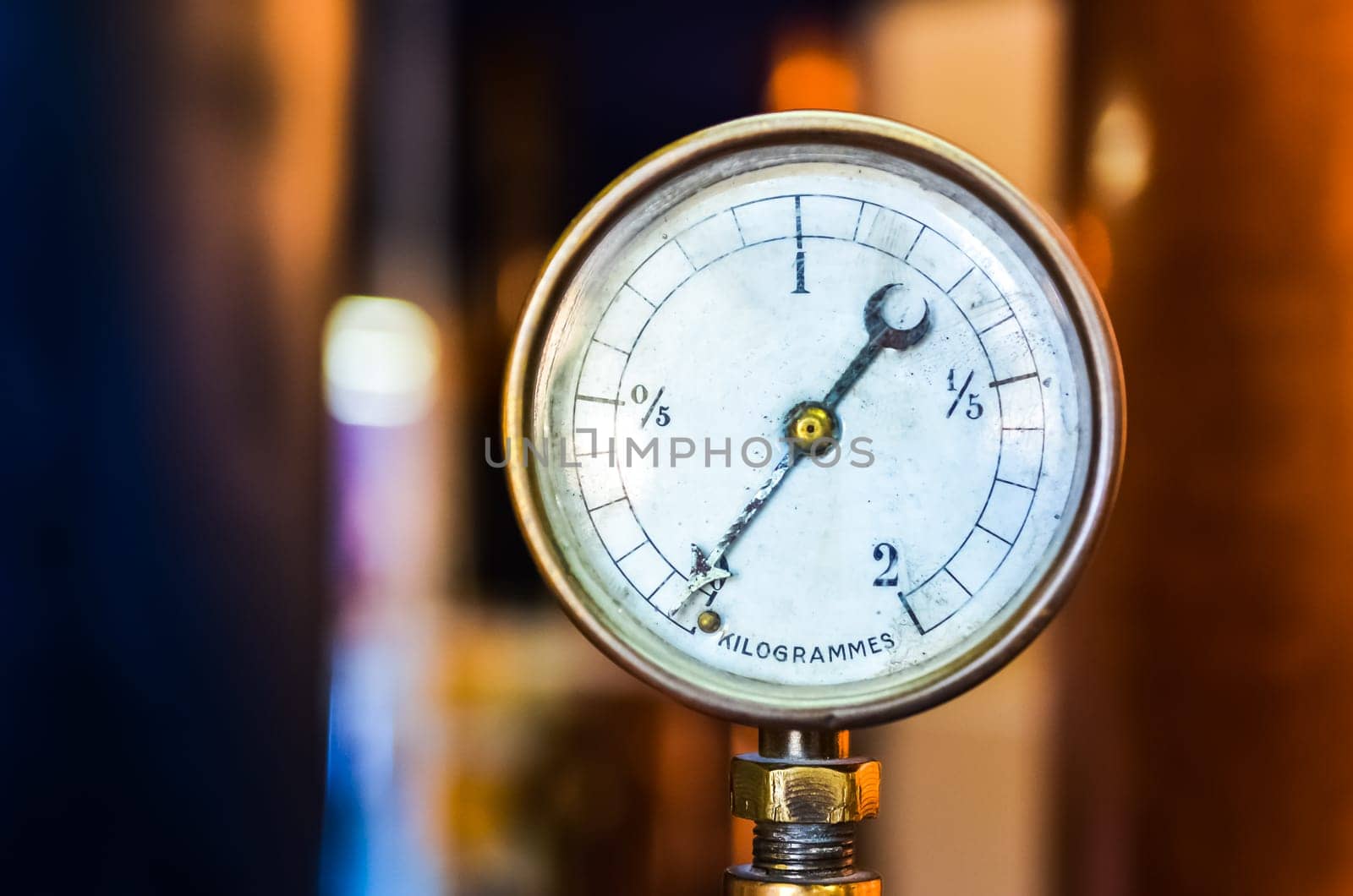 Detail of old pressure manometer on nice bokeh background