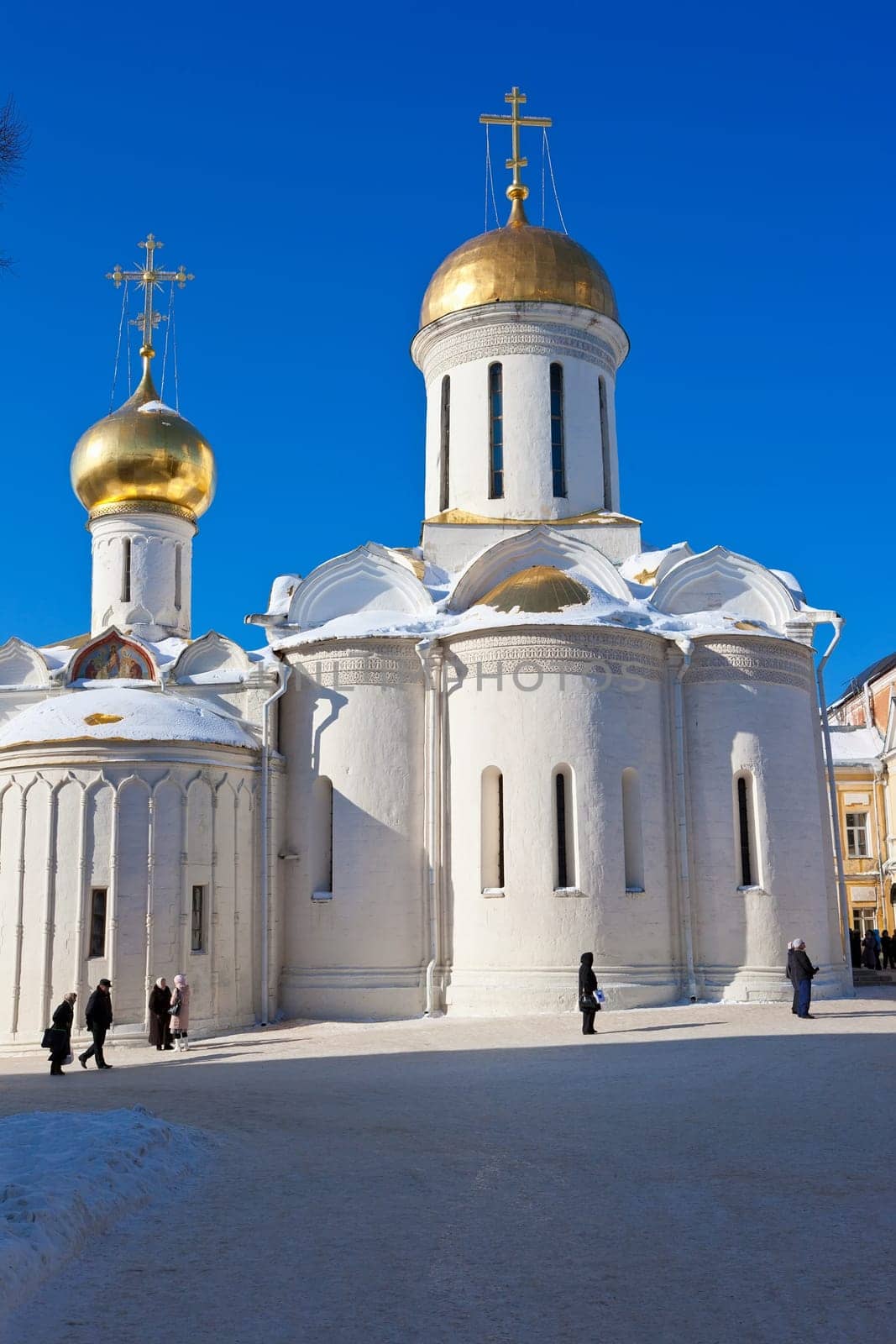 Beautiful and ancient  cathedral in monastery of Sergiev Posad, Russia
