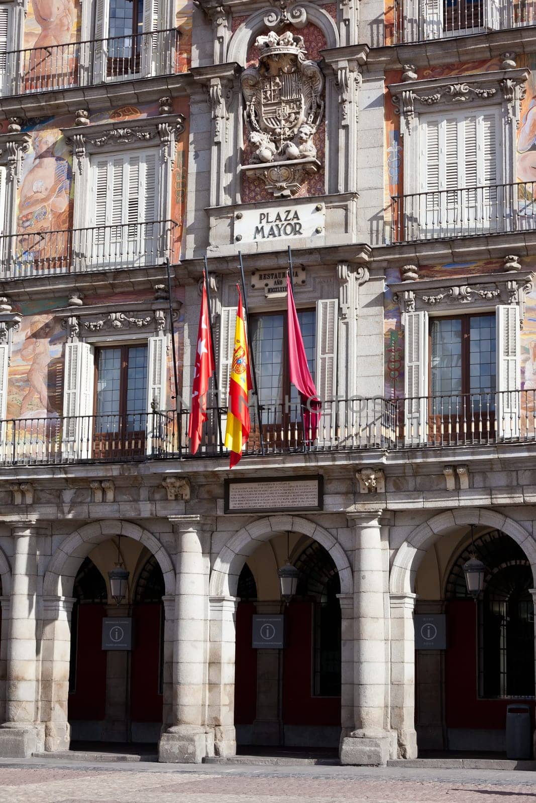 Famous Casa de la Panaderia on Plaza Mayor in Madrid, Spain