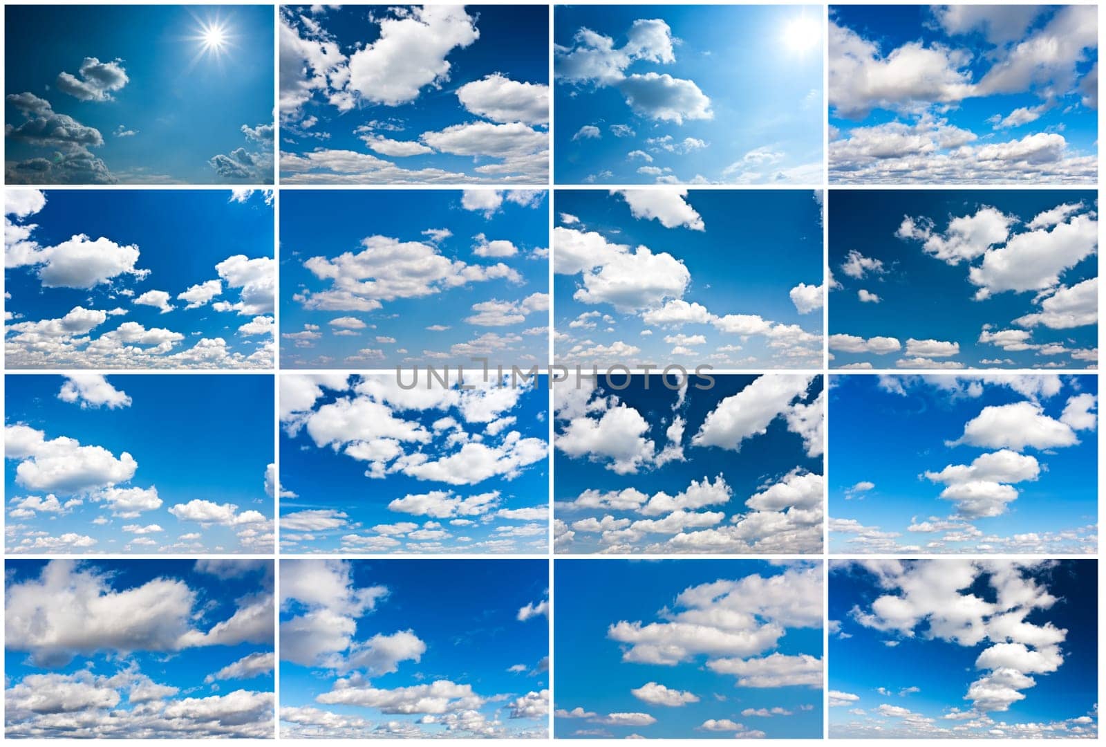 White clouds in blue summer sky background