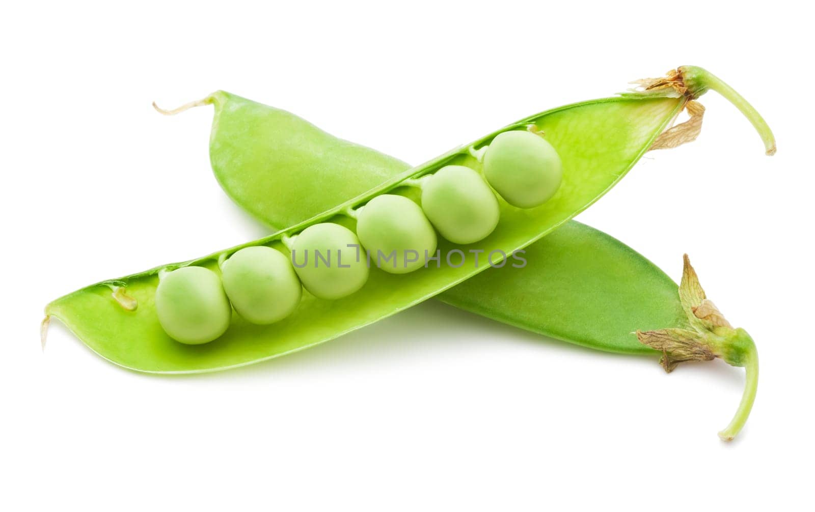Fresh green peas isolated on white background