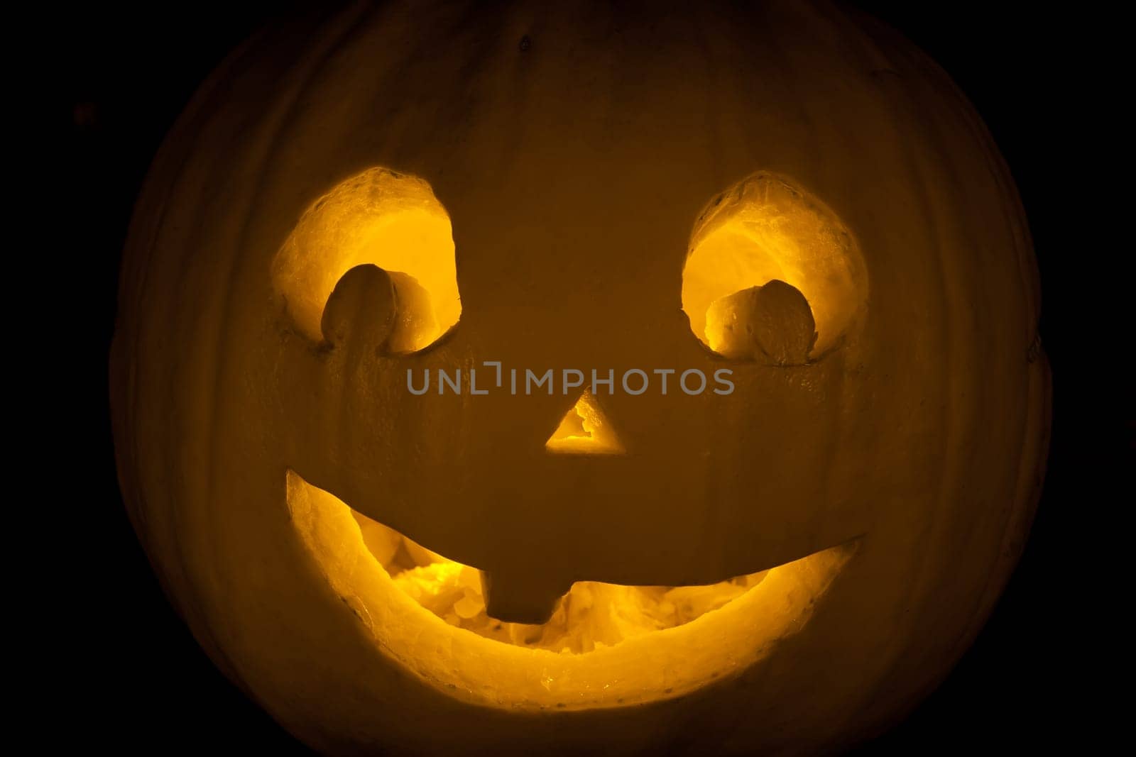 Cute Jack O Lantern halloween pumpkin with candle light