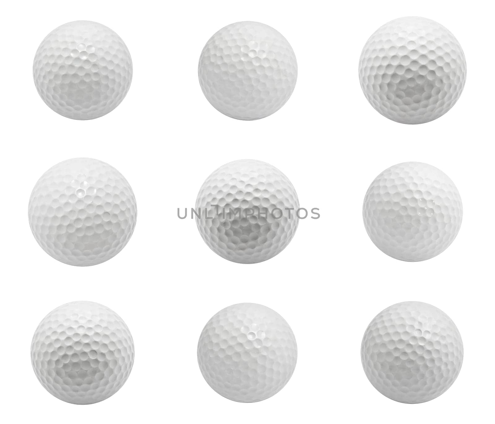 Collection of Golf balls isolated on white background