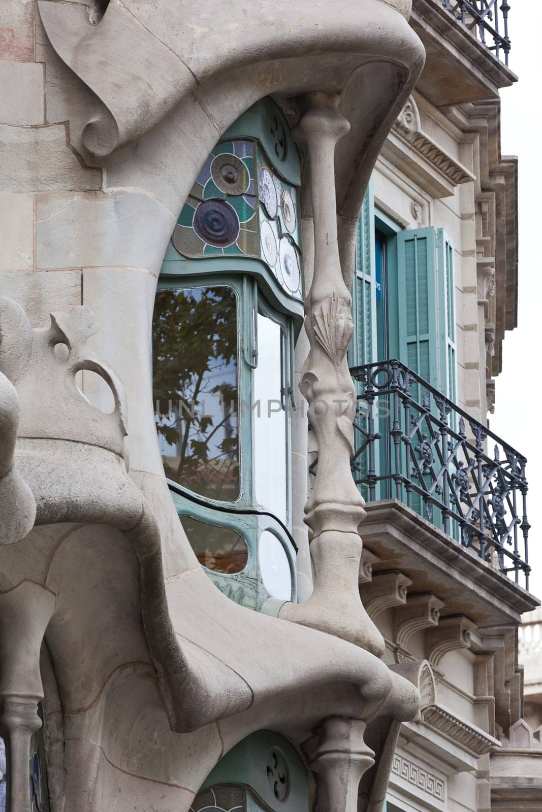 Facade of famous house Casa Batllo  by Antoni Gaudi, Barcelona, Spain