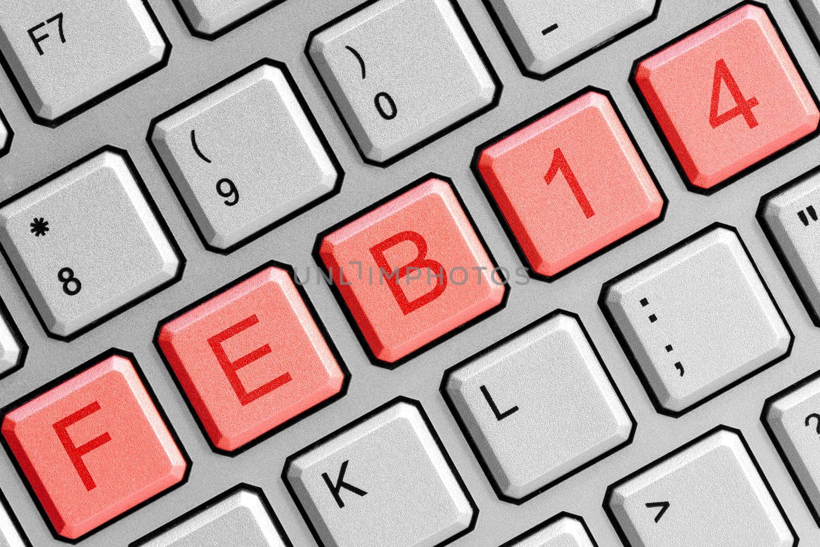 Date FEB 14  on the computer keyboard. Valentine's Day concept.