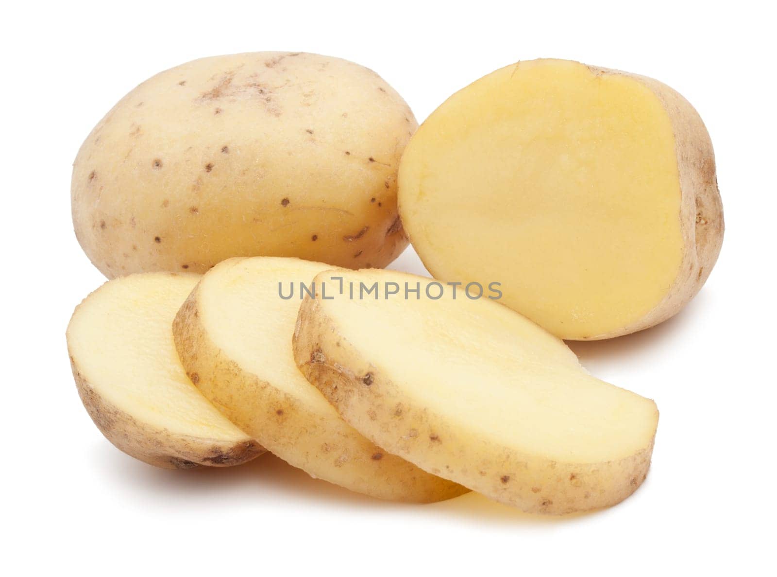 New fresh potatoes isolated on white background