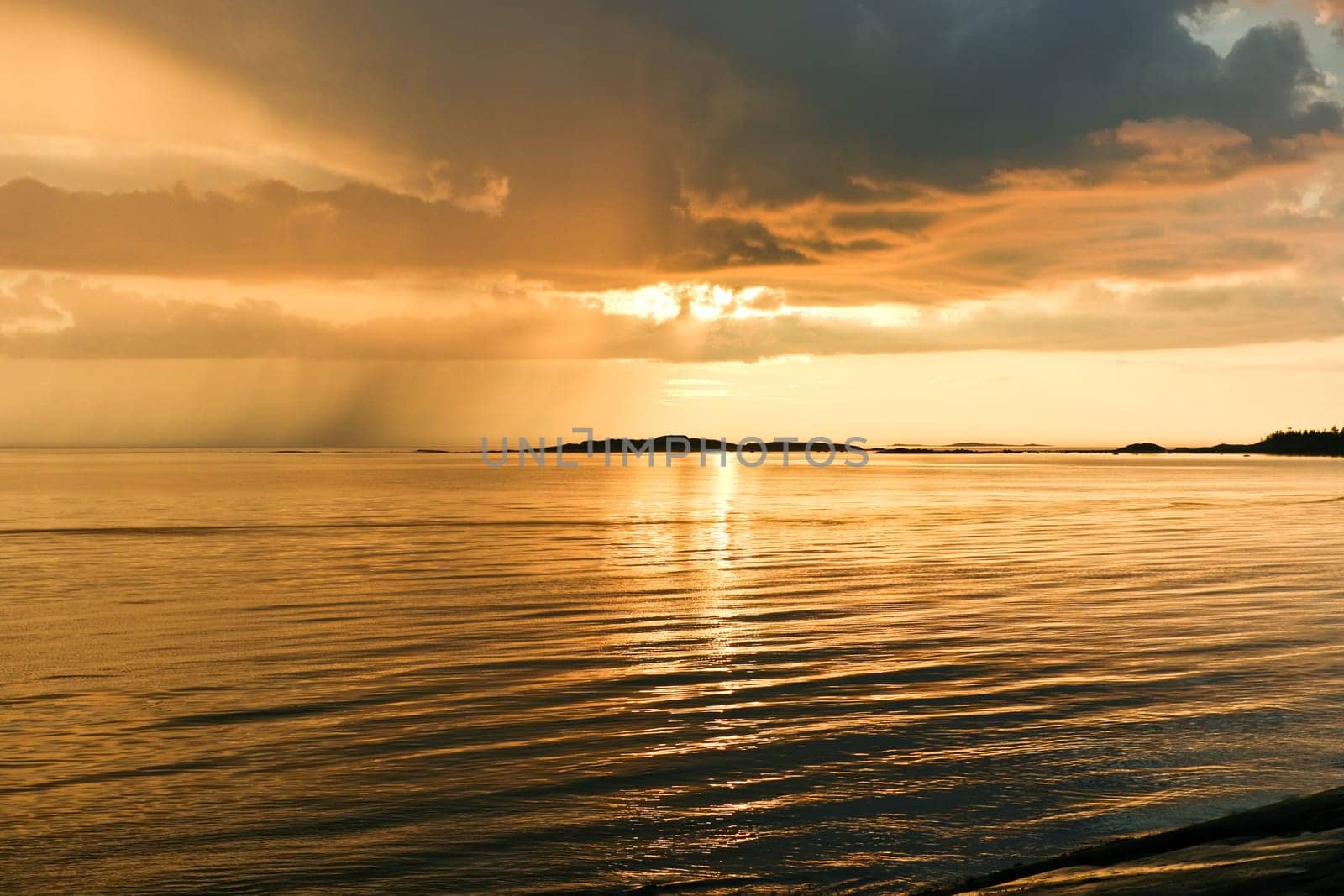 Colorful sunset over White sea