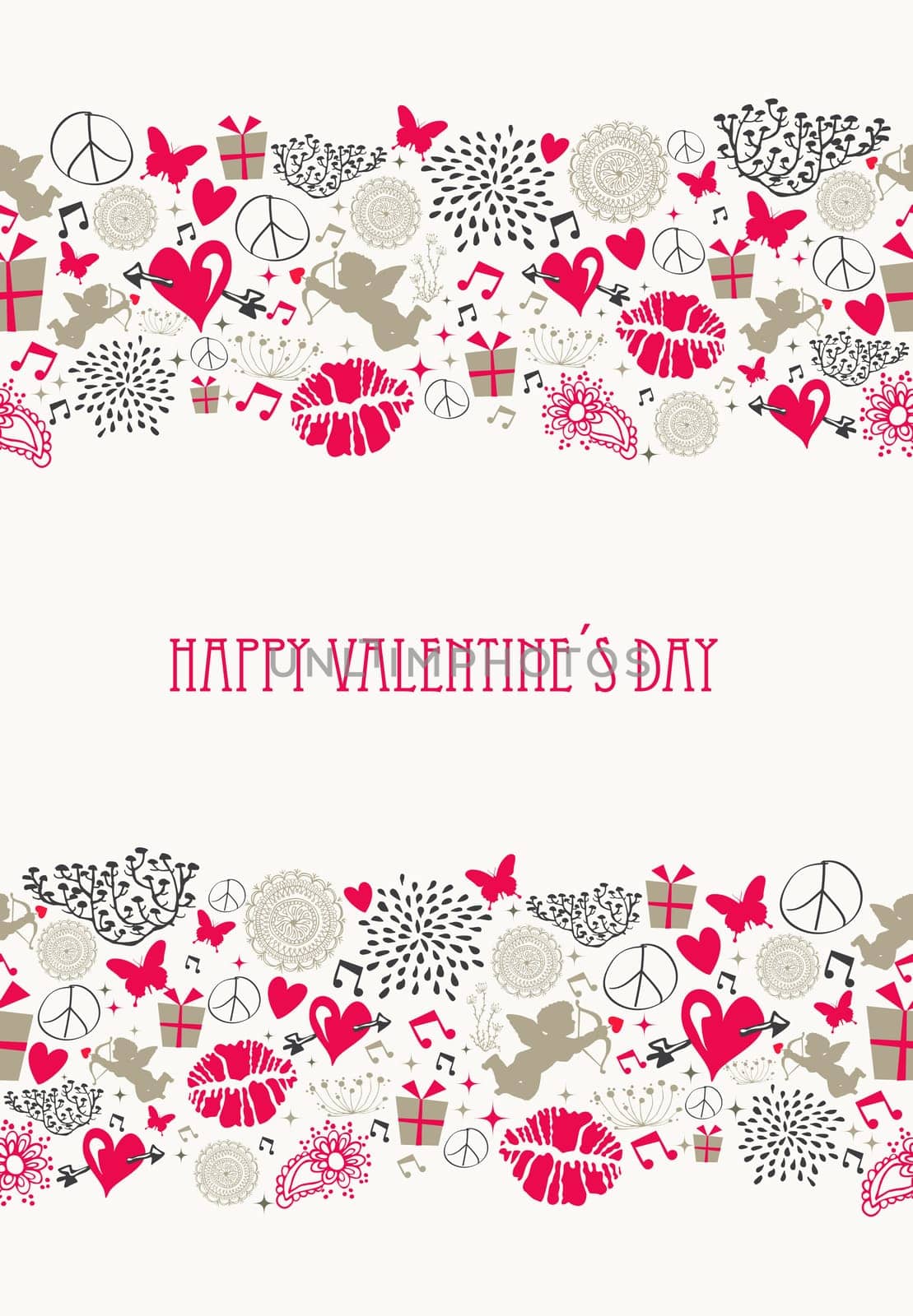 Vintage Valentine`s day elements, flat icons love seamless pattern background. EPS10 vector file organized in layers for easy editing.
