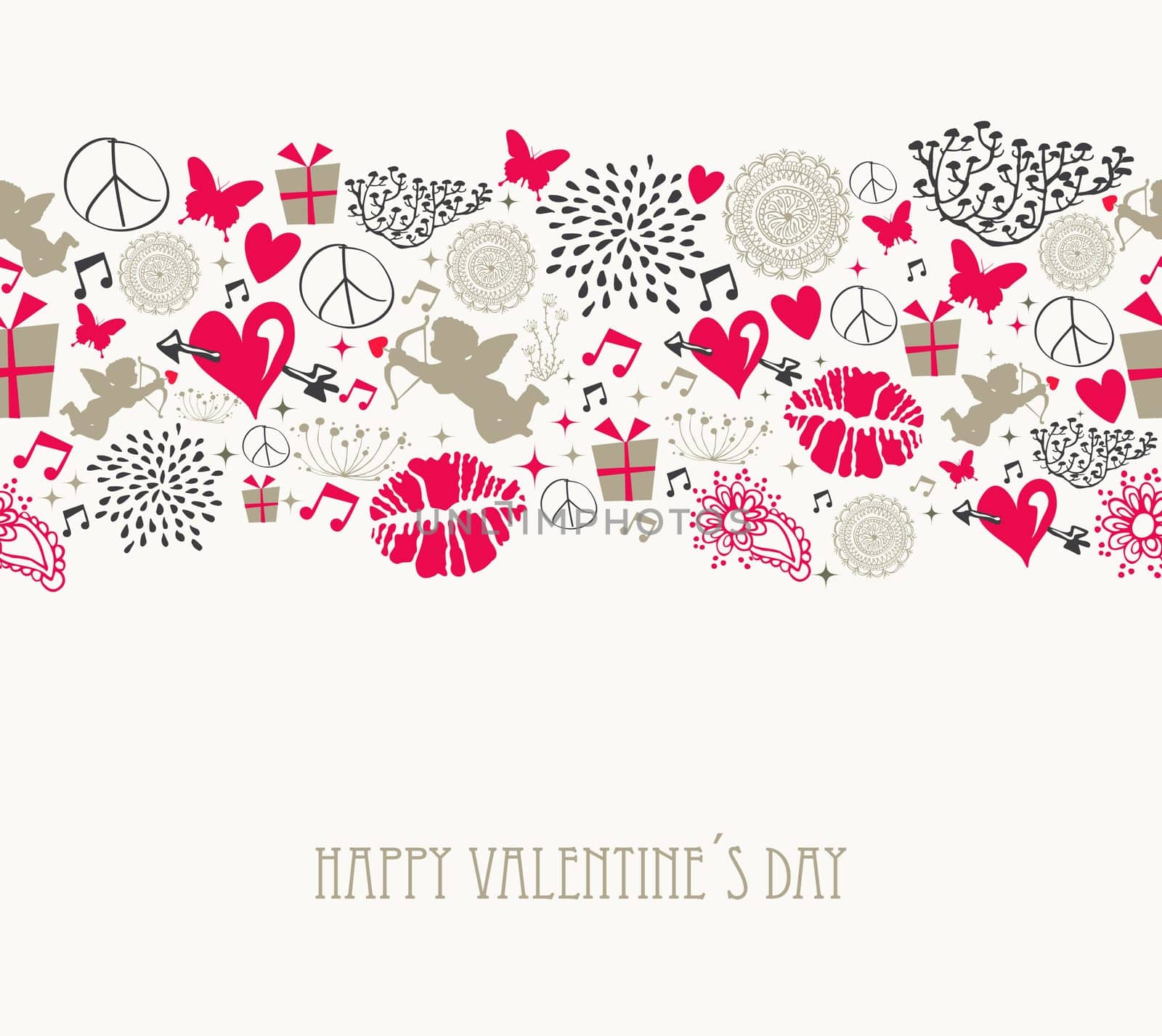Retro Valentines elements, flat icons love seamless pattern background. EPS10 vector file organized in layers for easy editing.