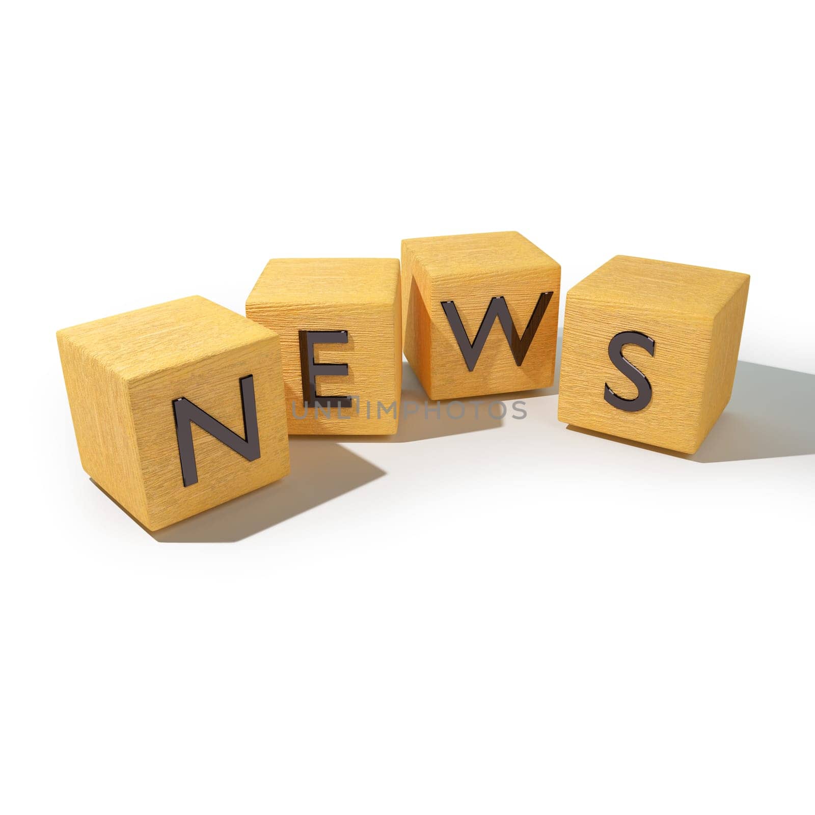 Wooden cubes with news