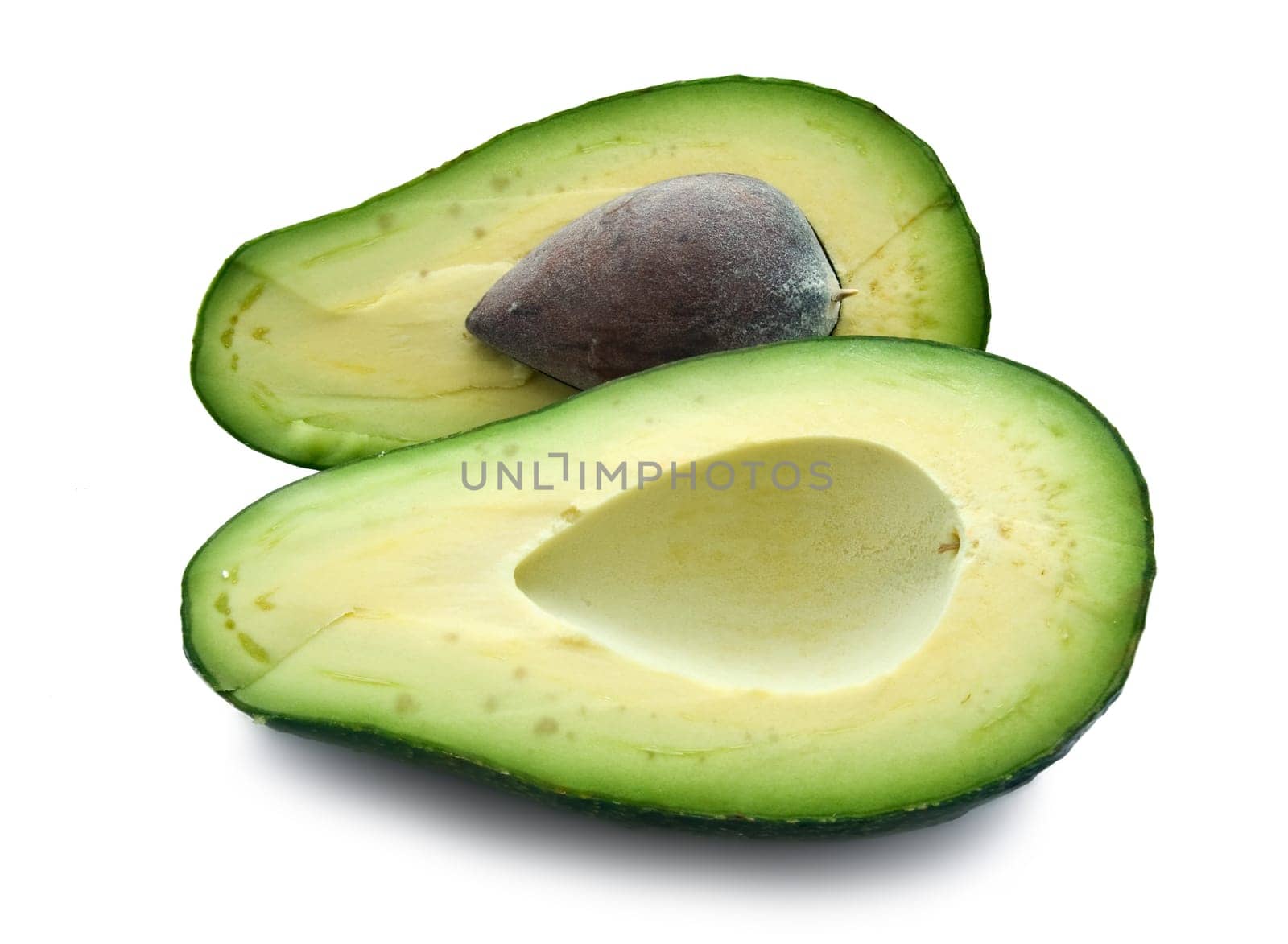 Fresh green avocado isolated on white background
