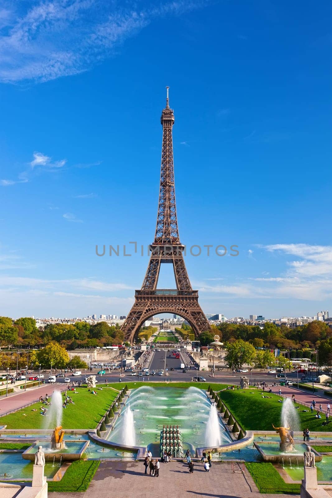 Beautiful view of famous Eiffel Tower in Paris, France