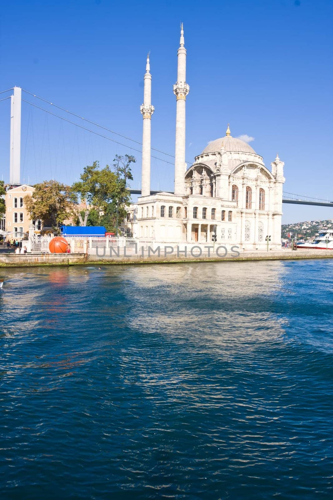 Ortakoy Mosque on bank of Bosphorus, Istanbul, Turkey