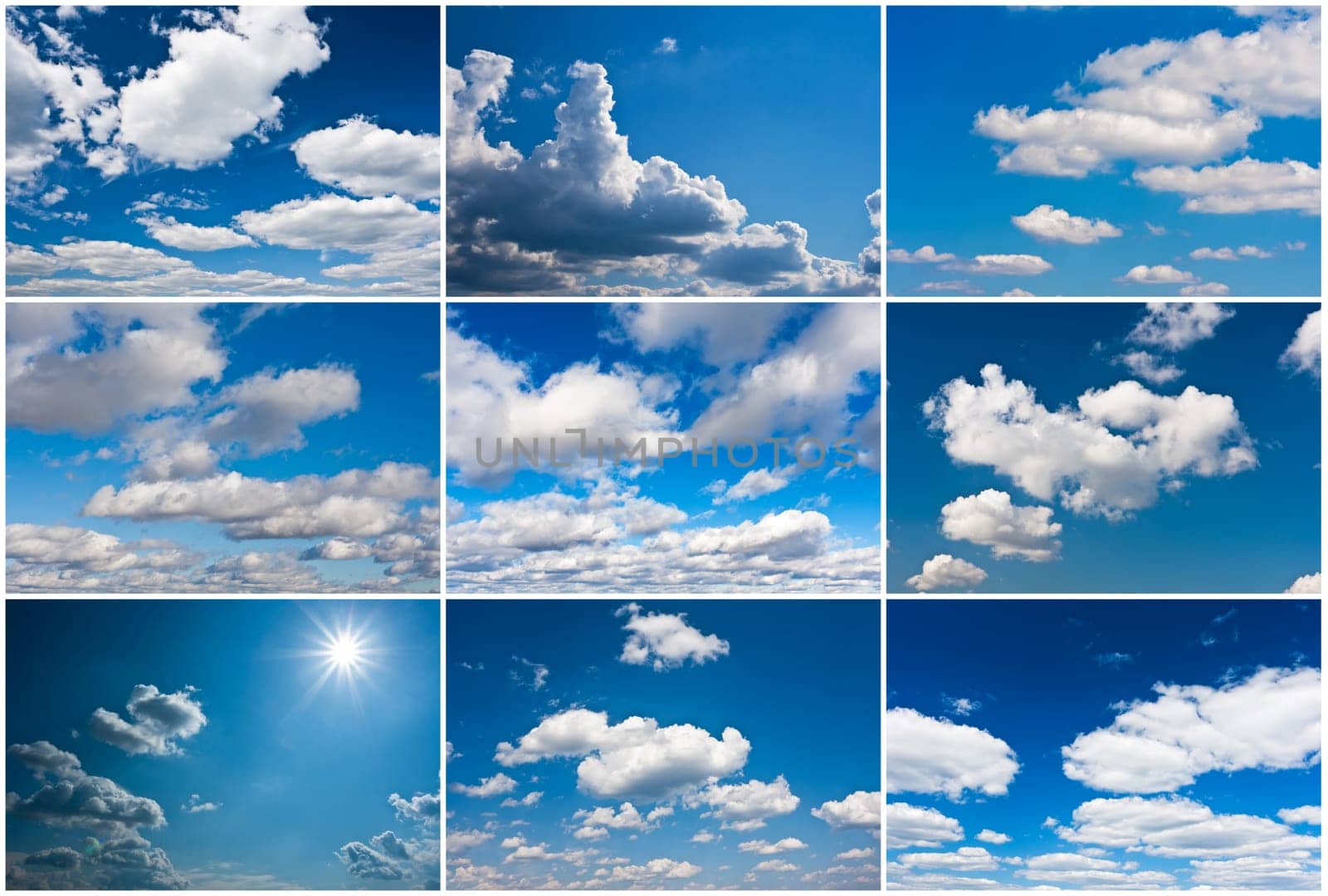 White clouds in blue summer sky background