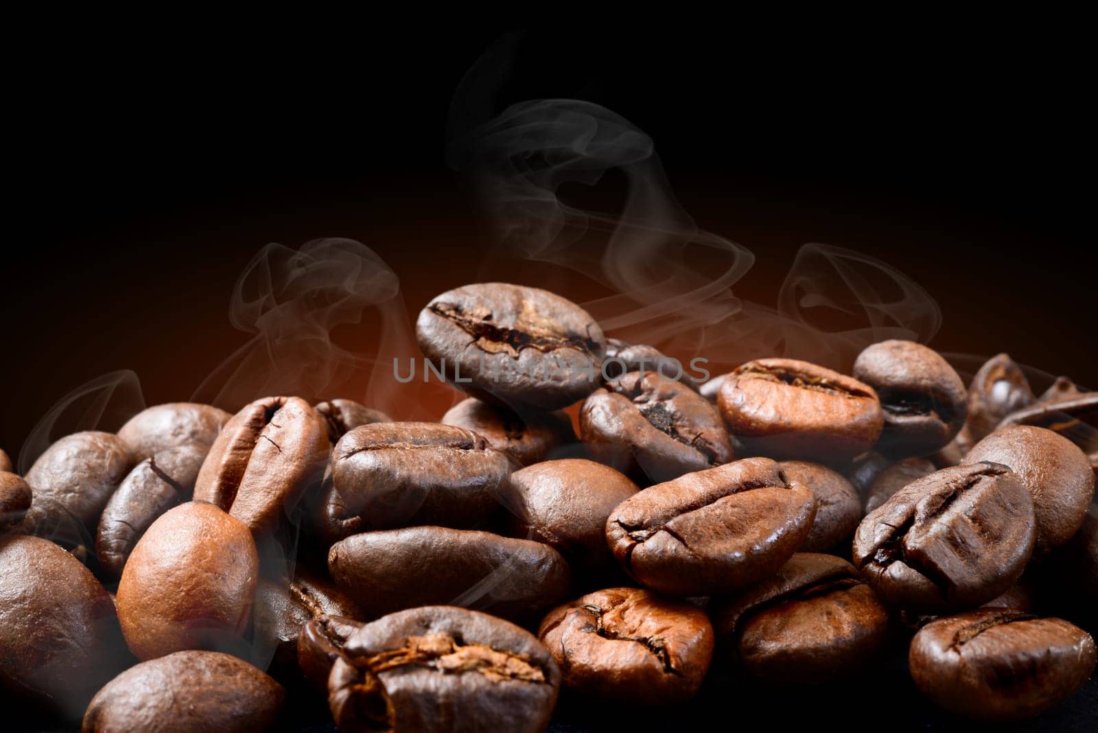 coffee beans who smoke during roasting.