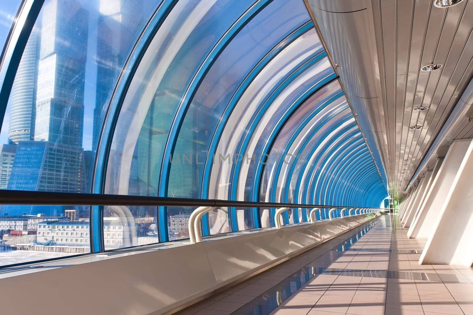Modern office and shopping bridge of Moscow City, Russia