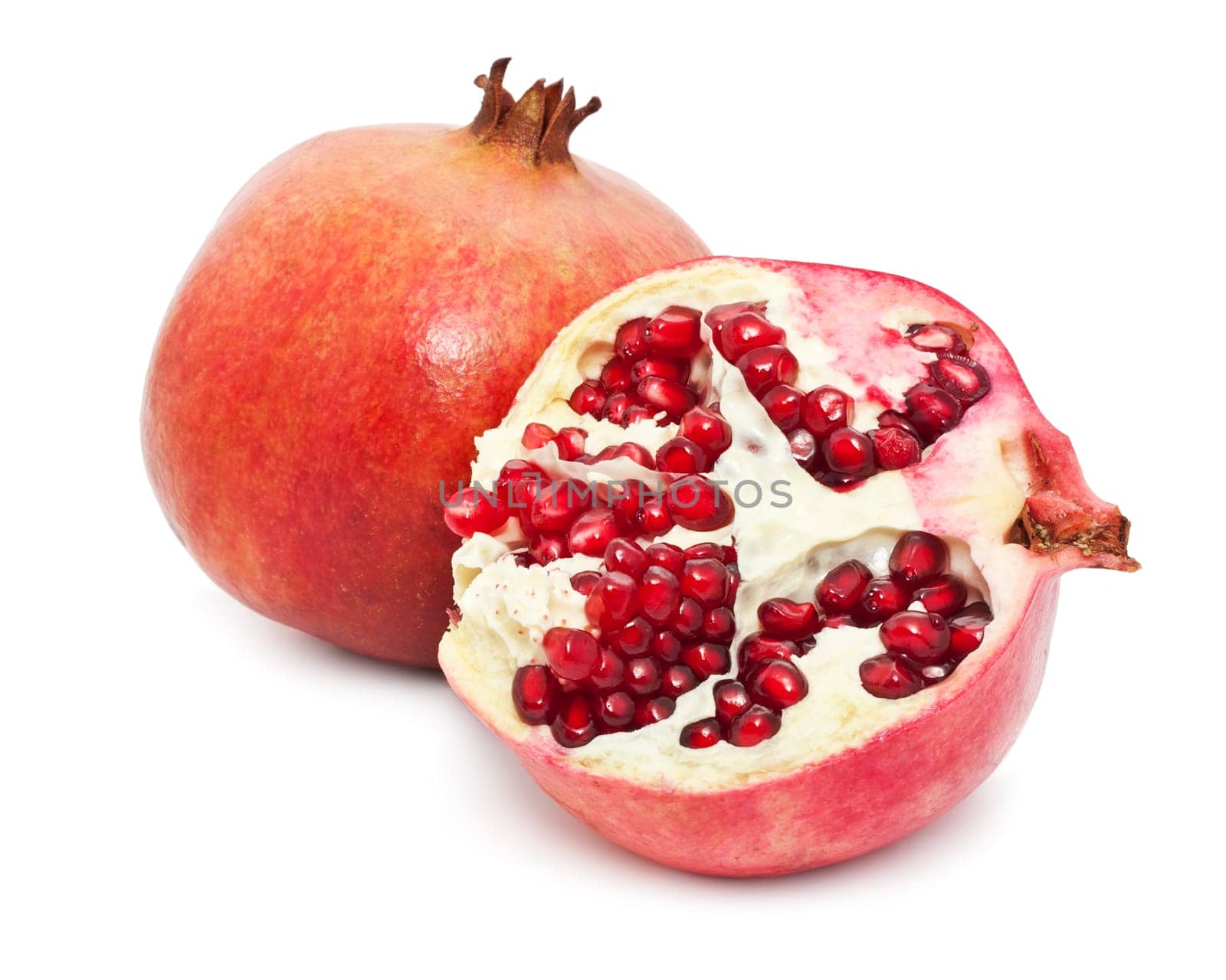 Fresh red pomegranate isolated on white background