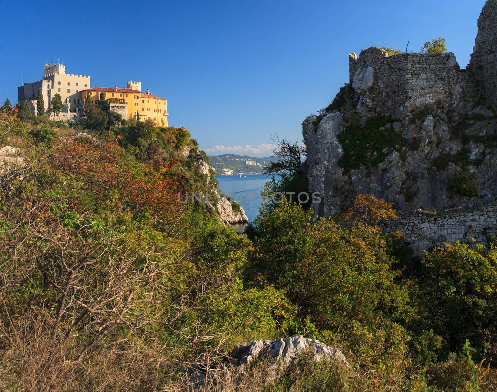 View of the Duino castle in Italy