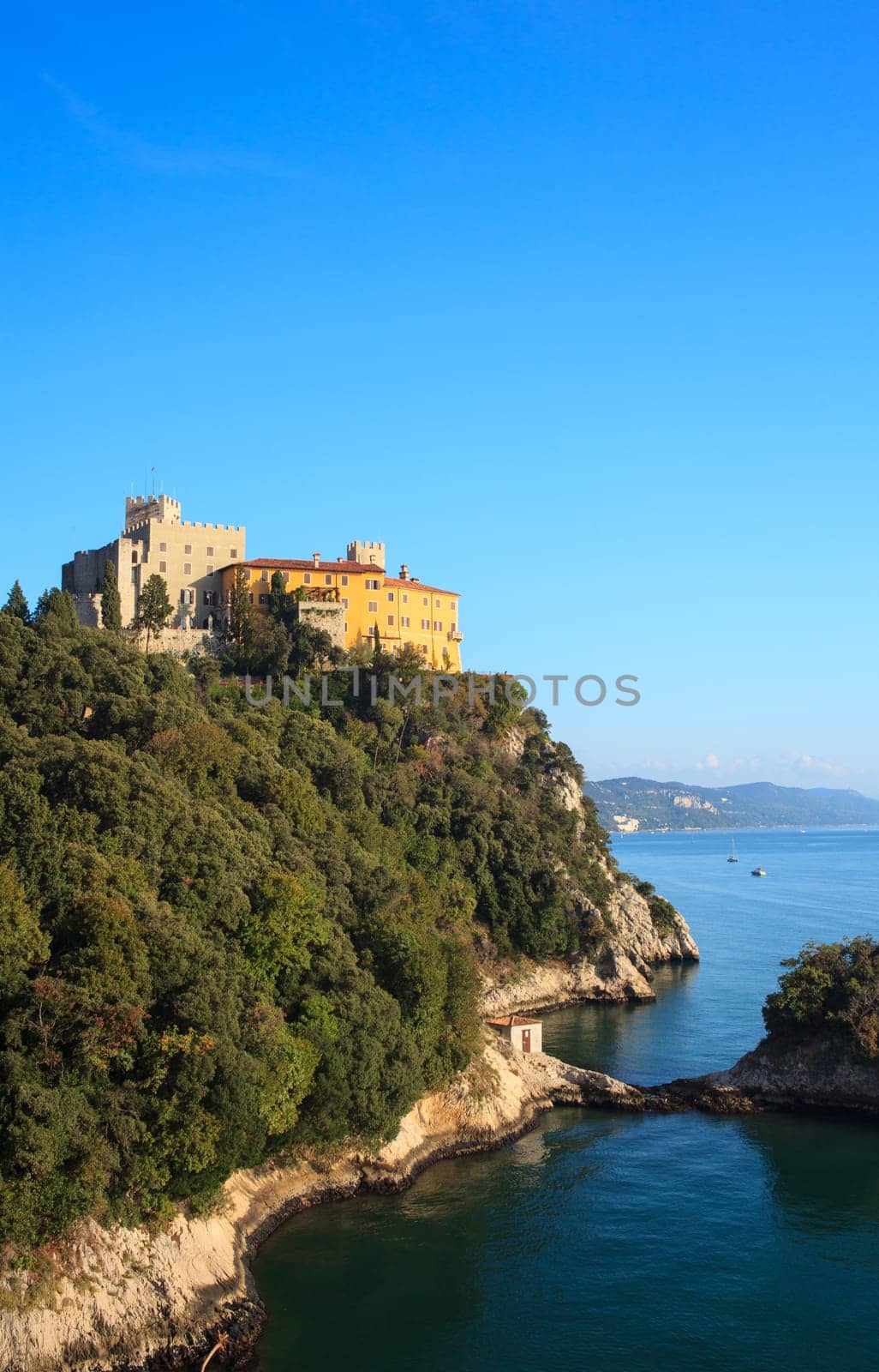 View of the Duino castle in Italy