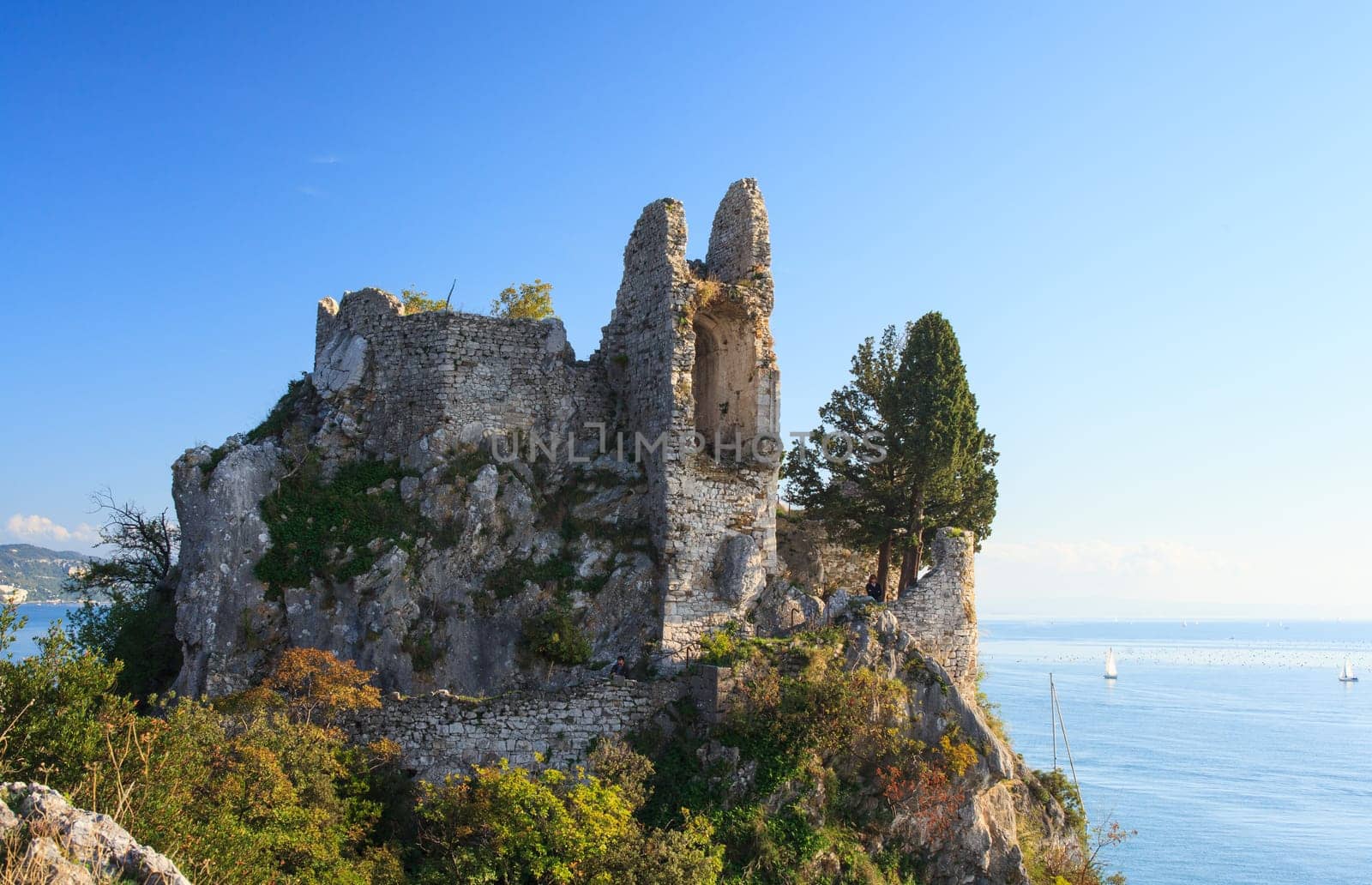 View of old castle in Duino, Italy
