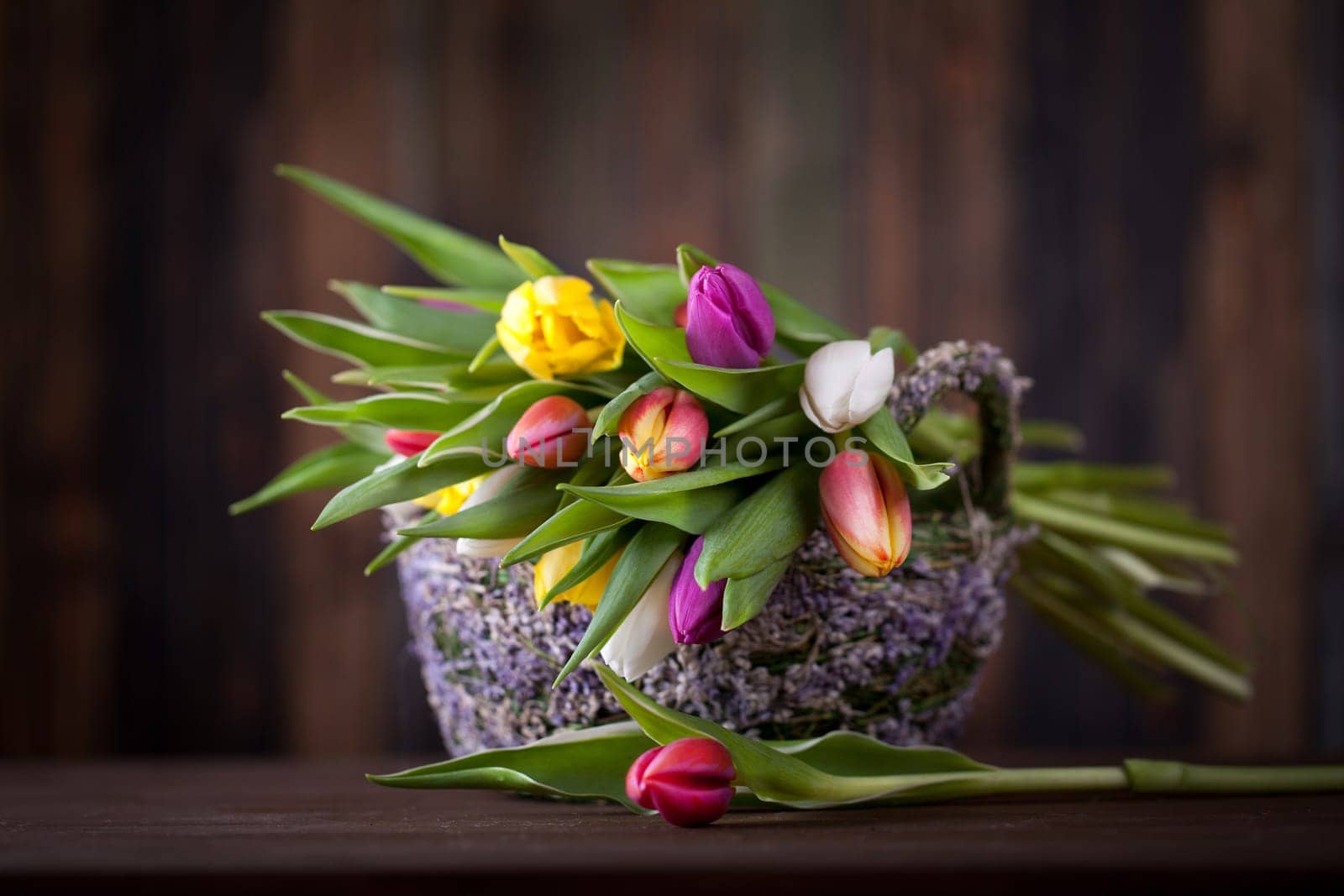 Tulips in the Easter basket