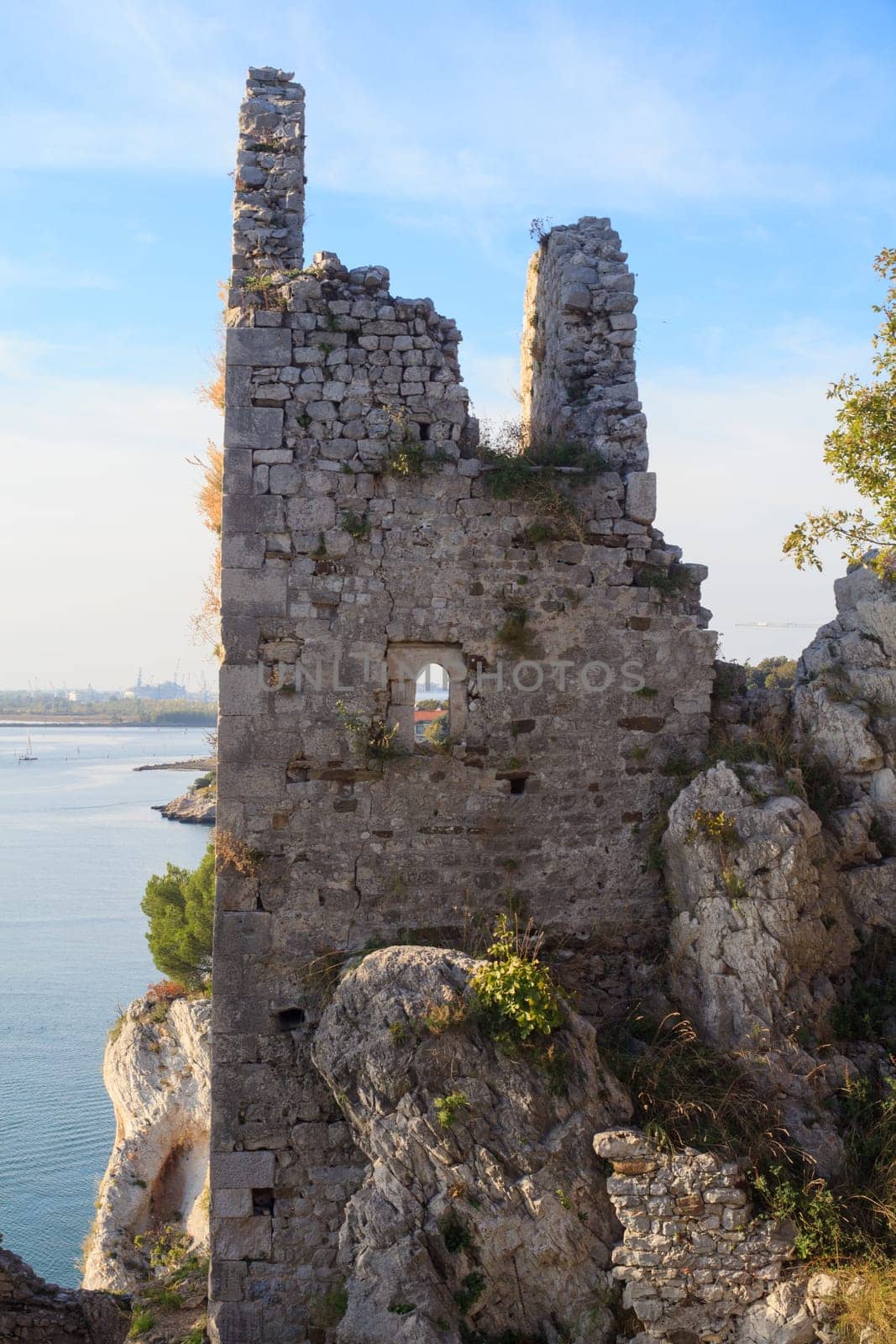 View of old castle in Duino, Italy