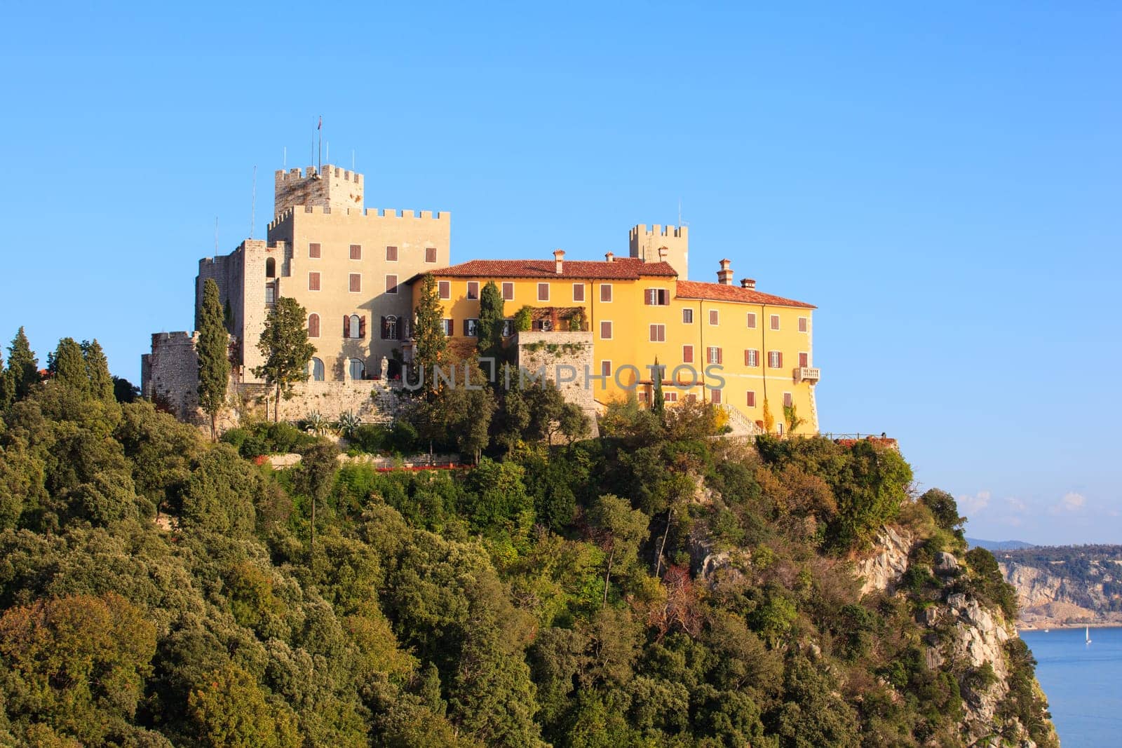 View of the Duino castle in Italy