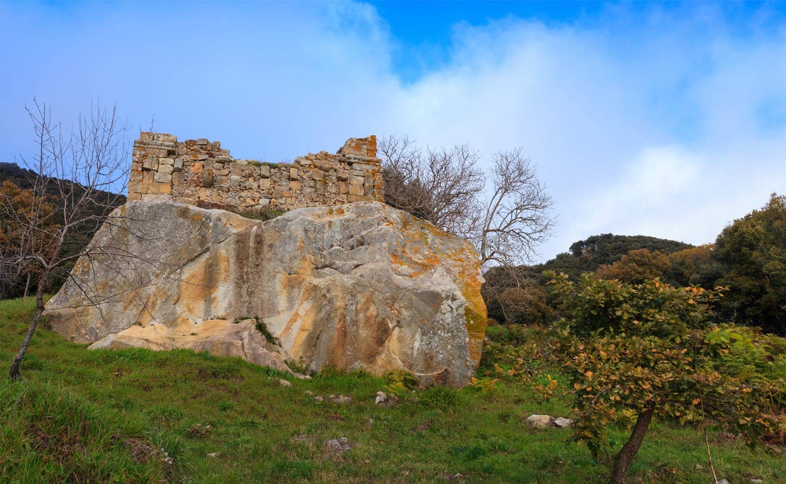 View of the Church of Santa Maria di Lartisina, Altesina mountain in Sicily