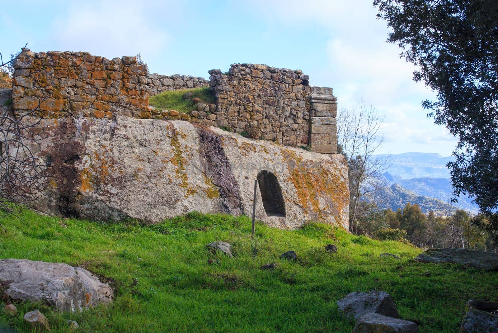 View of the Church of Santa Maria di Lartisina, Altesina mountain in Sicily