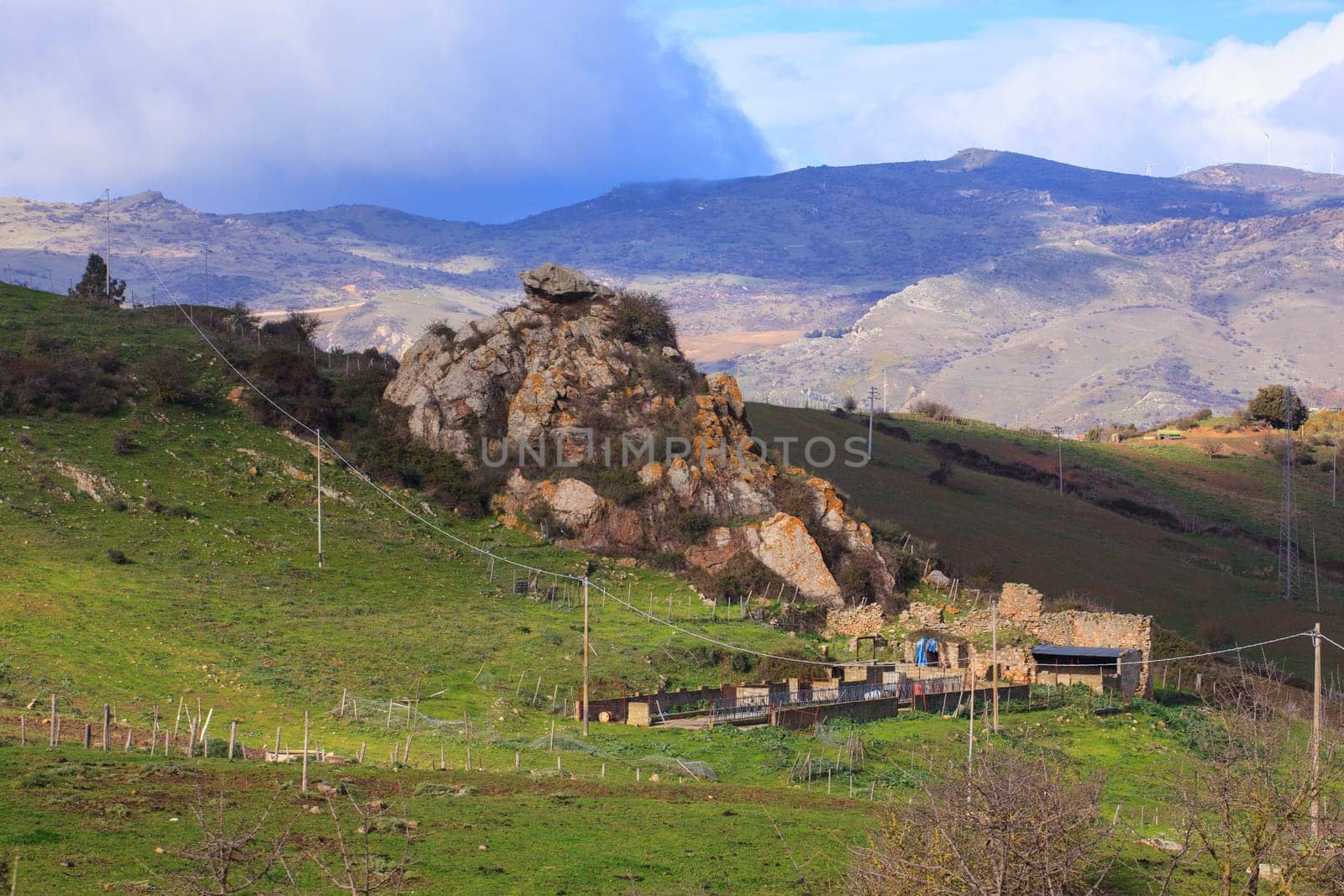 View of farm in the Leonforte countryside