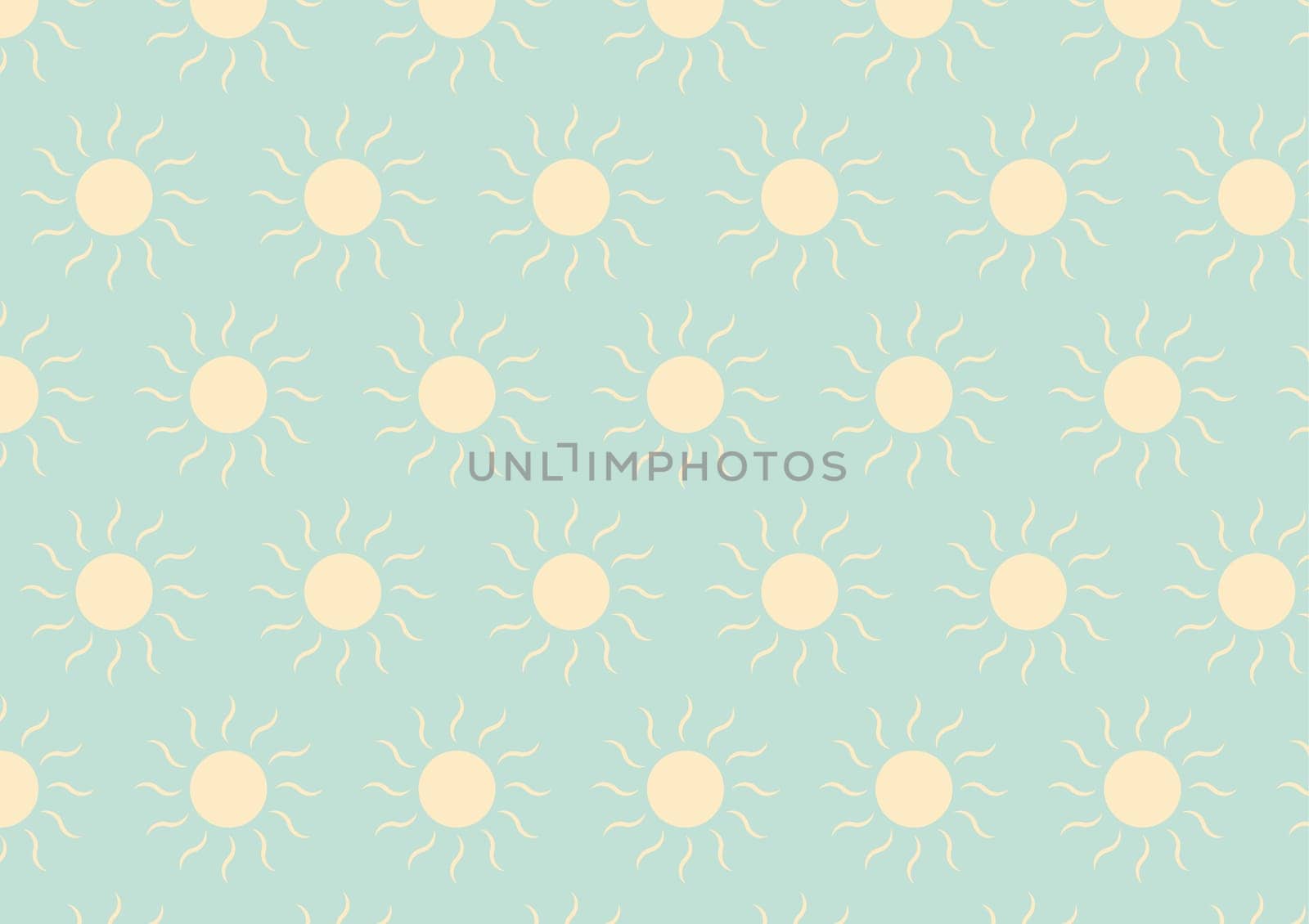 Soft yellow sun on soft green color in pastel style