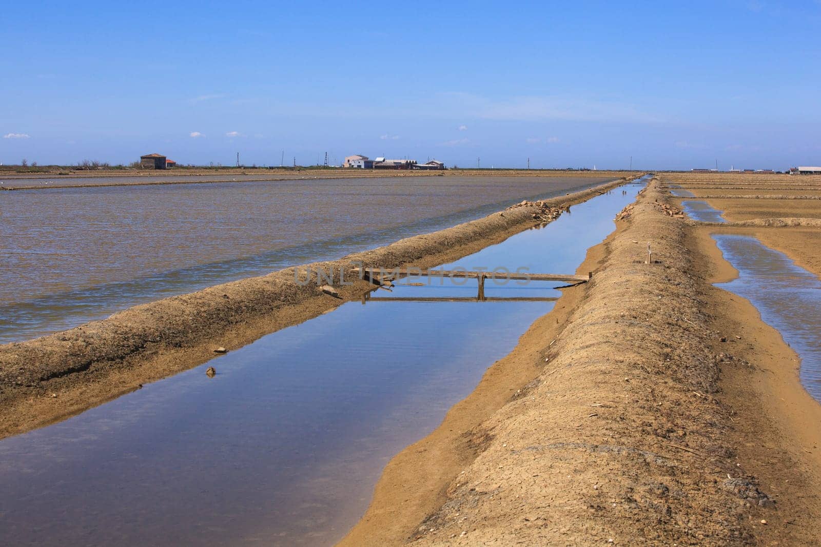 View of Salt evaporation ponds in Secovlje, Slovenia