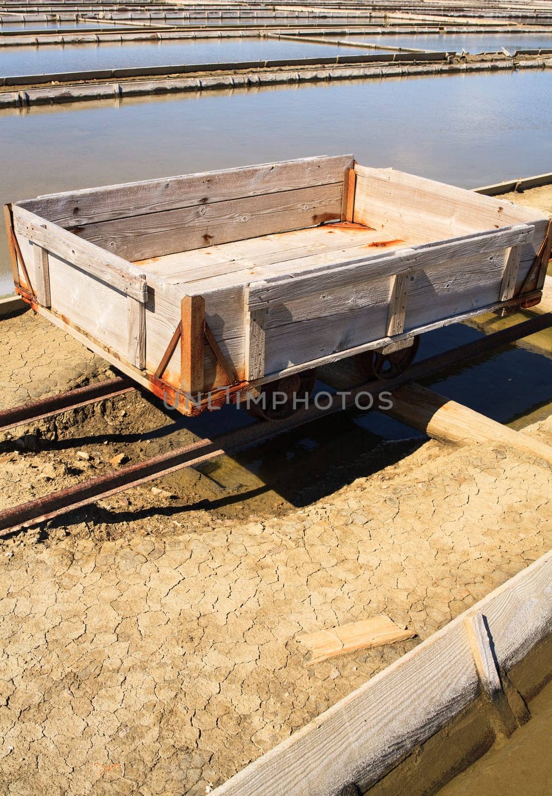 View of Salt evaporation ponds in Secovlje, Slovenia