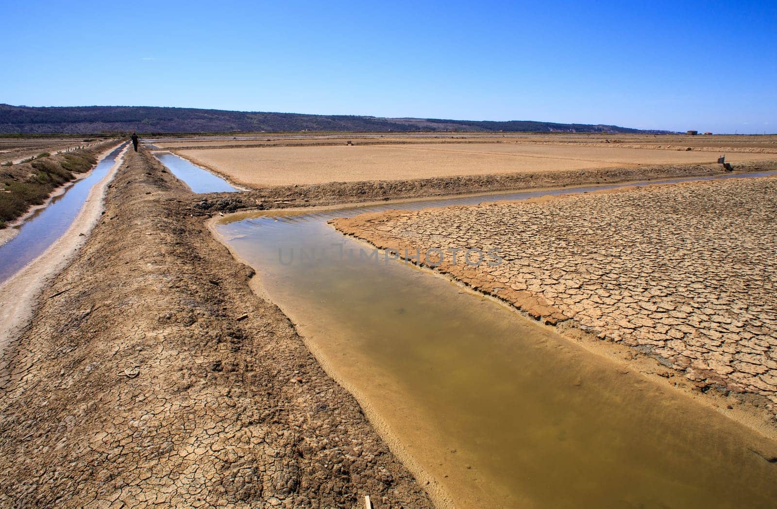 View of Salt evaporation ponds in Secovlje, Slovenia