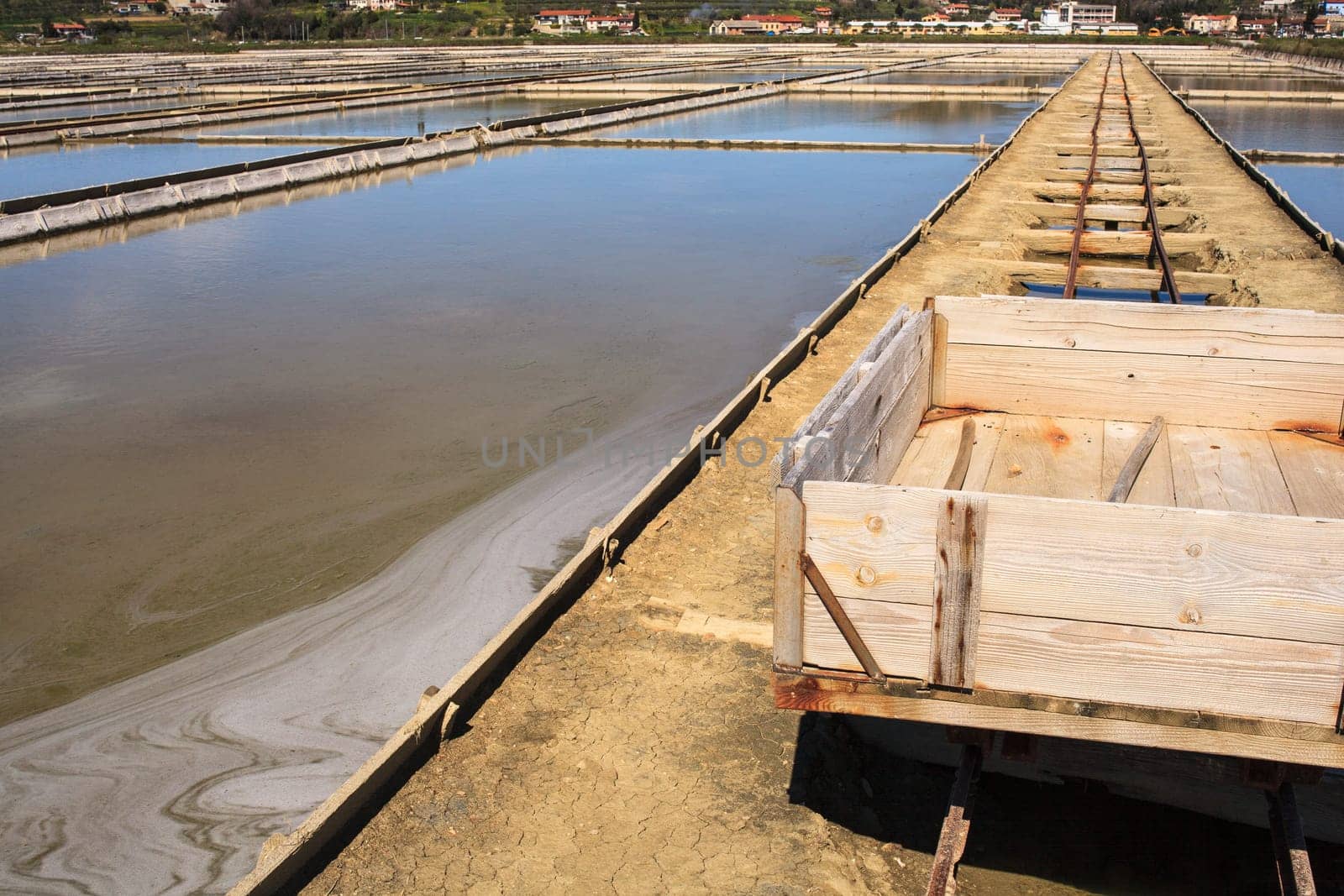 View of Salt evaporation ponds in Secovlje, Slovenia